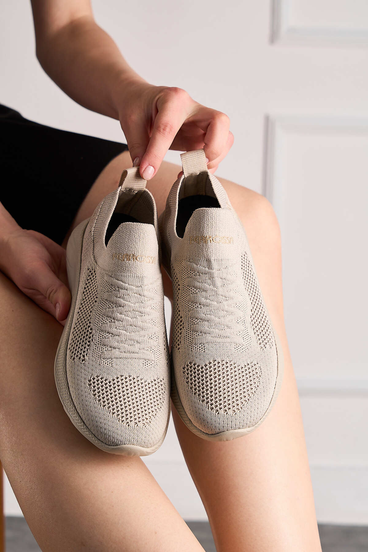 İmerShoes  Günlük Unisex Bej Sneaker Slip-on Nefes Alabilen Hafif Yürüyüş Bağcıksız Esnek Spor Ayakkabı 041f - Görsel 3