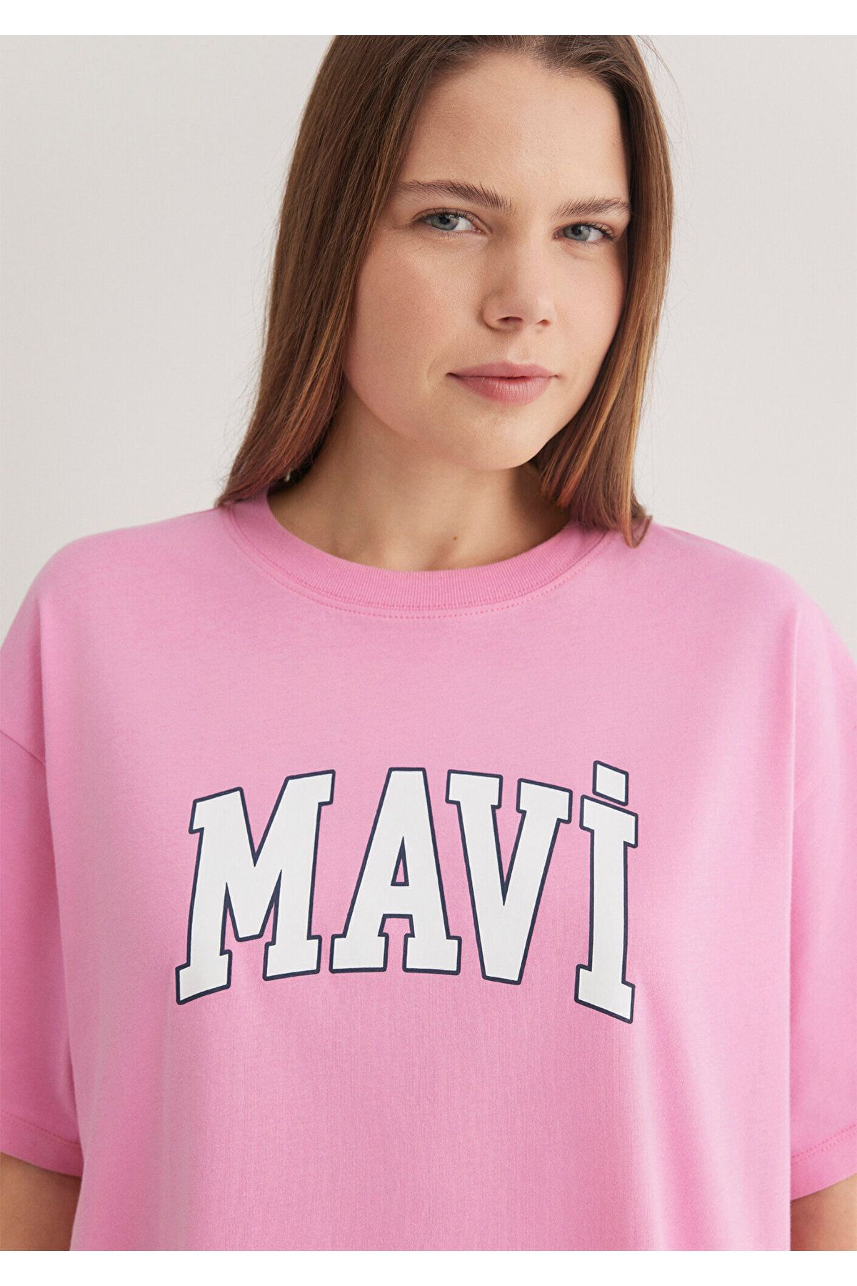Mavi-Rosafarbenes T-Shirt mit Logo-Print, Übergröße/weiter Schnitt 1600843-71032 5
