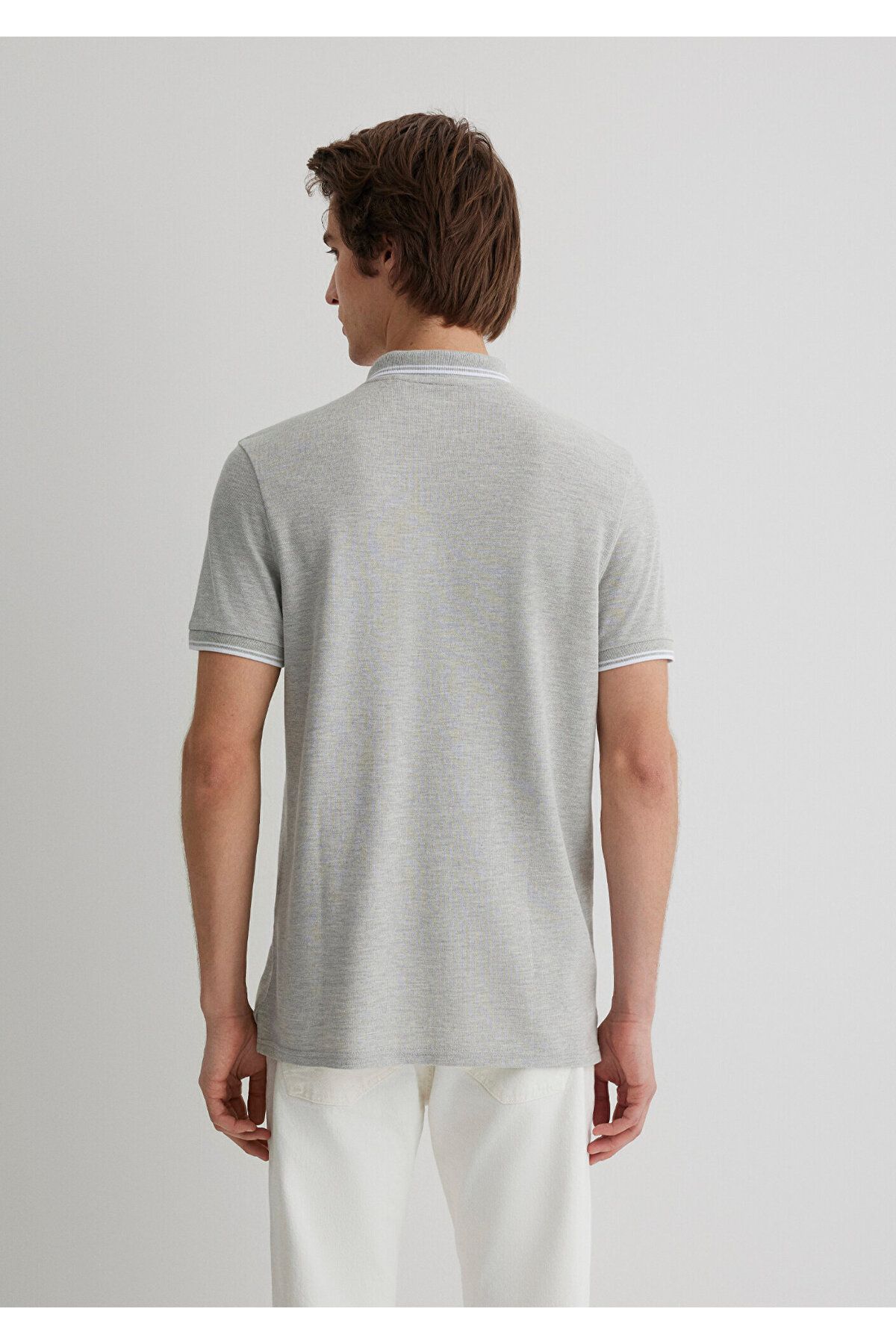 Mavi-Γκρι μπλουζάκι πόλο - Λεπτομερής γιακάς, Slim Fit, Slim Fit064164-28387 4
