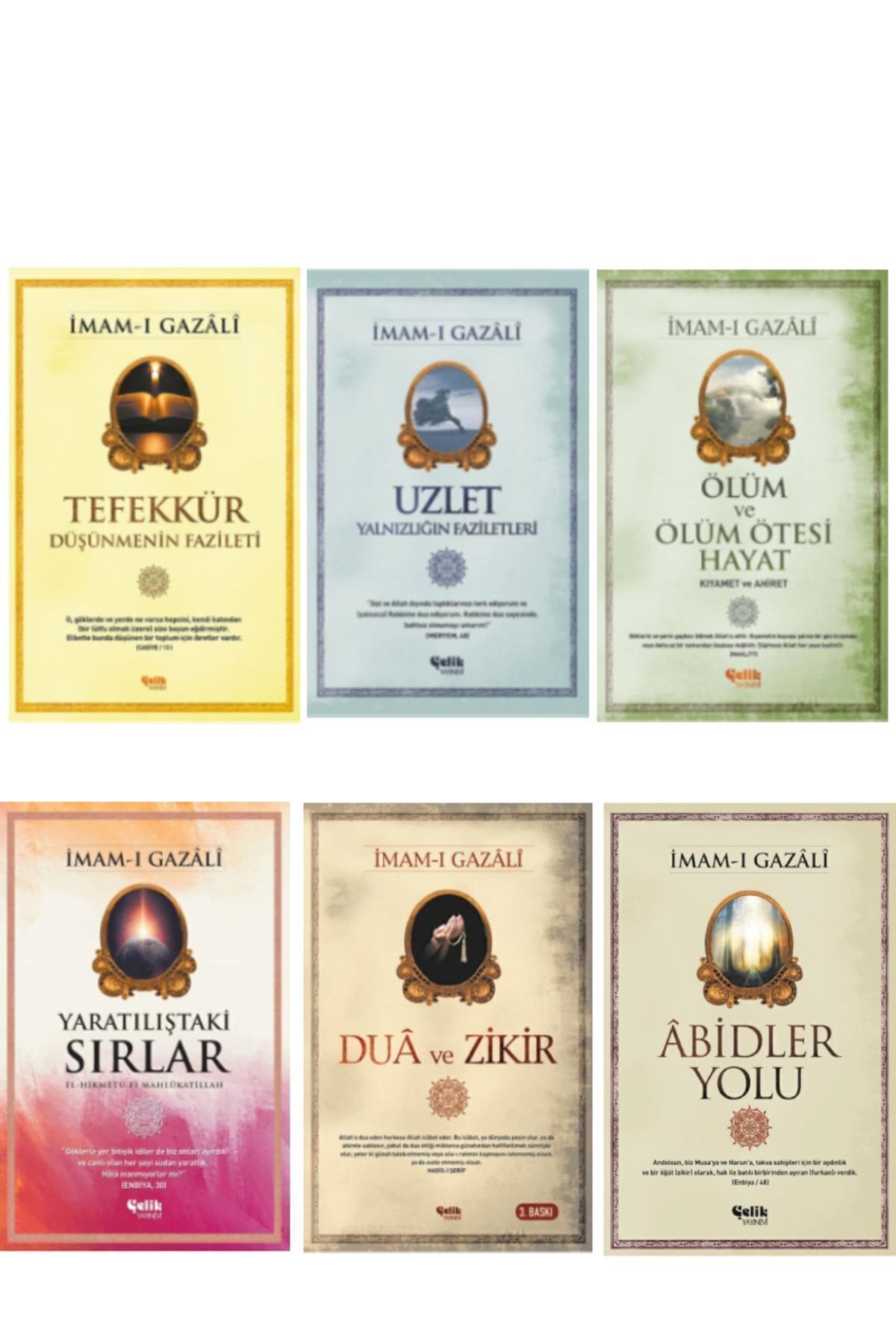 Çelik Yayınevi-Imam-I Gazali Series Doomsday and Afterlife-Prayer and Zikir-Abidler Path-Discoveries in Creation-Uzlet Set of 6 1