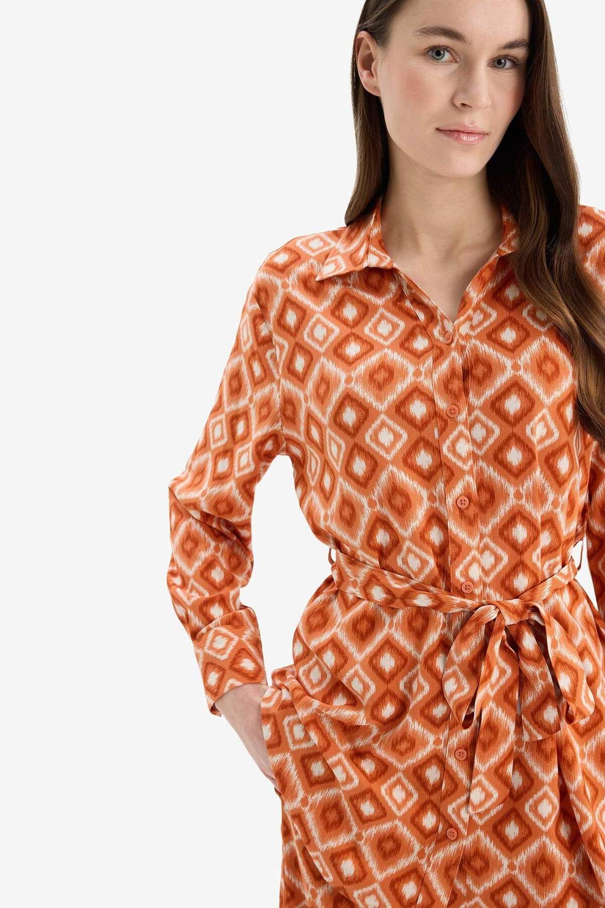 DeFacto-Relax Fit Patterned Viscose Long Sleeve Tunic D9753Ax25Sm 4