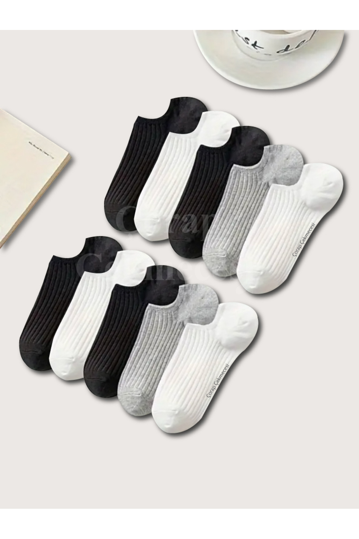 Çorap Çekmecesi Pamuklu Asortili Görünmez / Sneakers Çorap 10 Çift