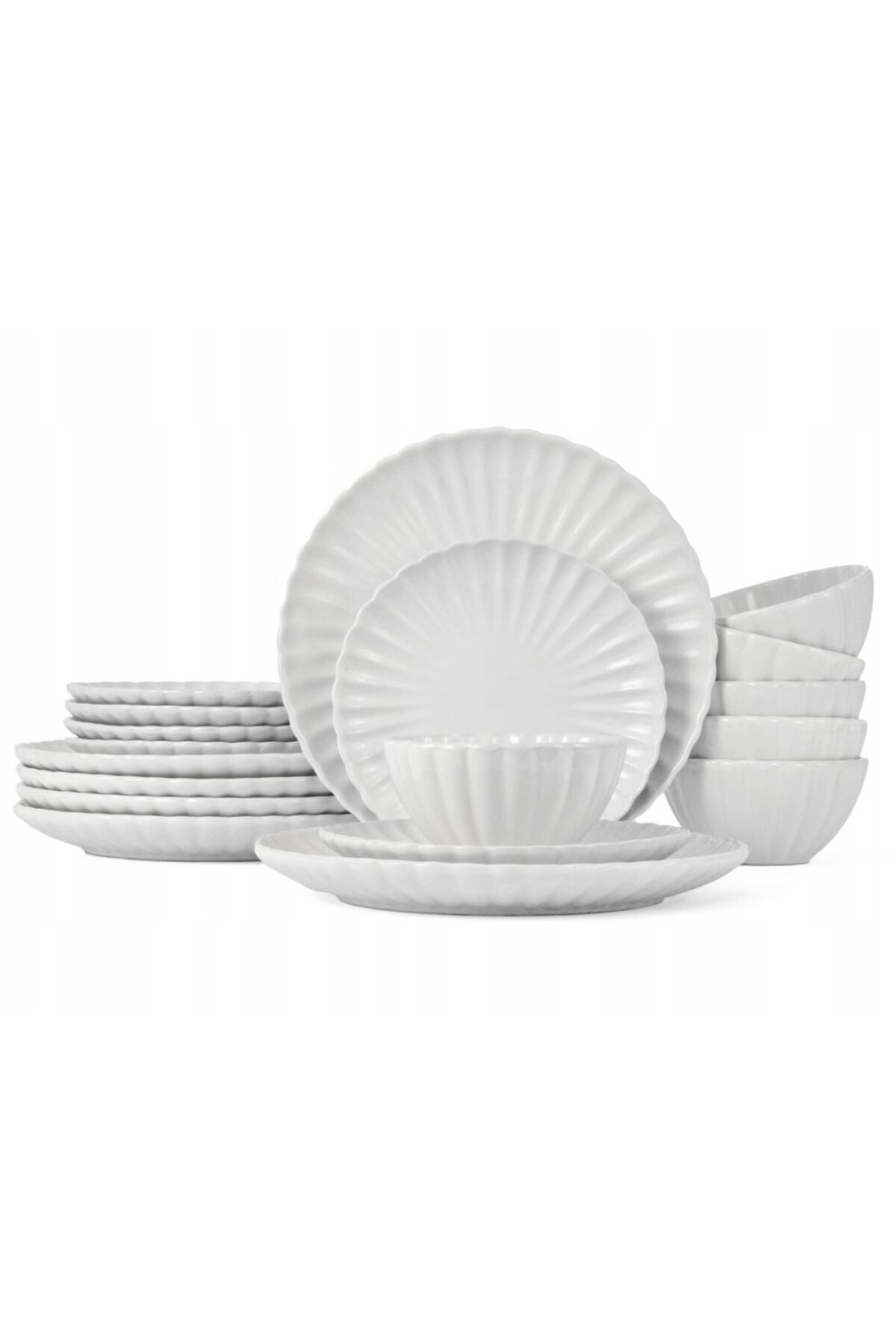 Tavola-White Porcelain Dinner Set 18 Pcs Farfurii Dining Set Plate Set Dishwasher Microwave Safe 2