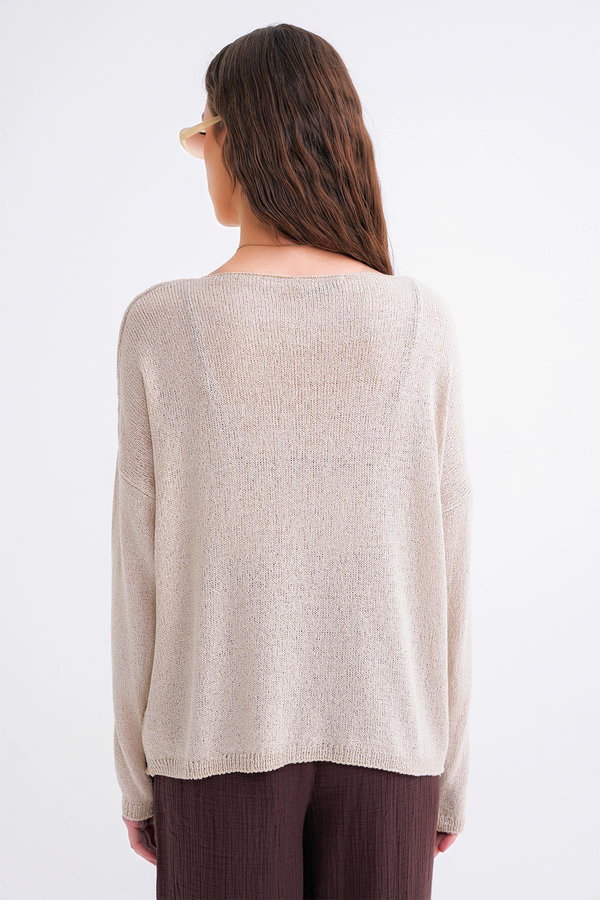 Mixray-6933 Women's Knitwear Boat Neck, Slim and Seasonbelli Sweater Stone 6