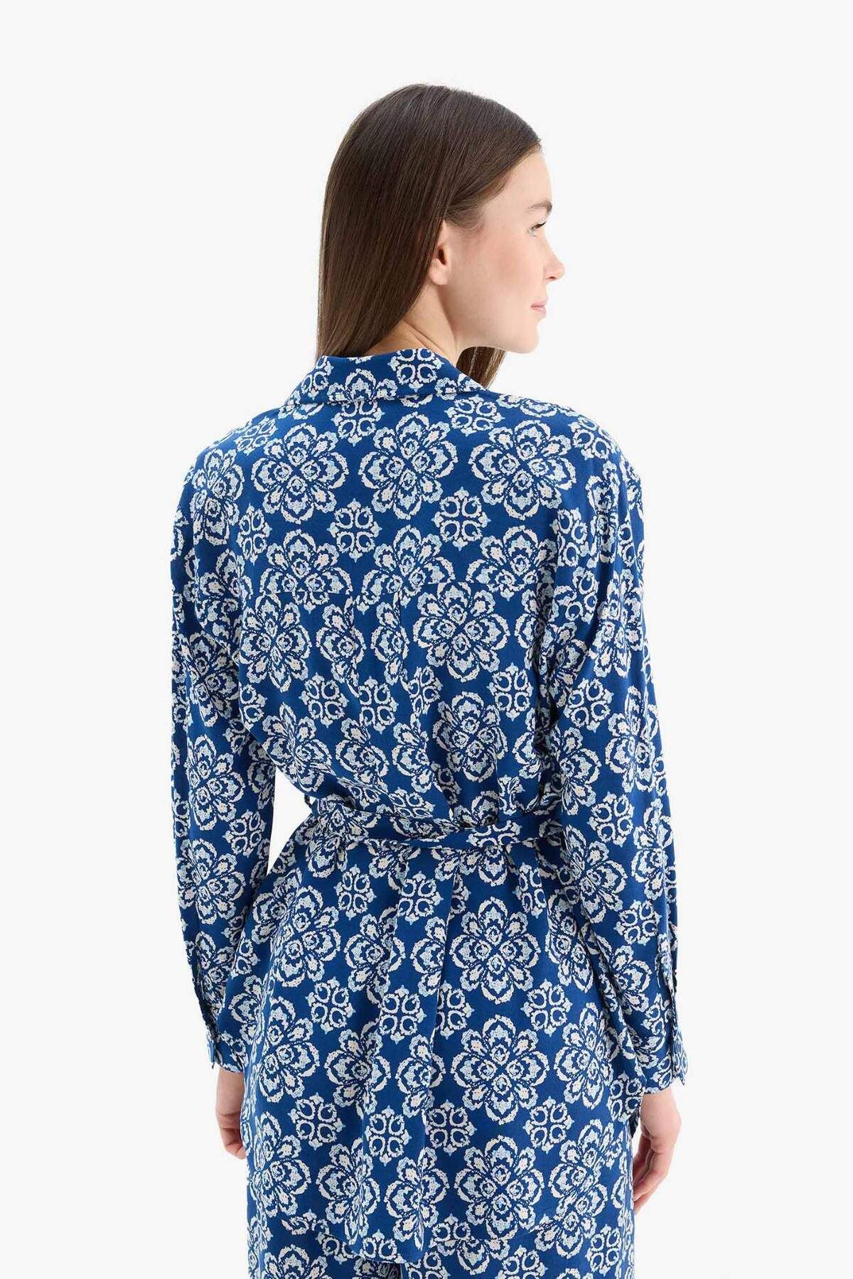 DeFacto-Relax Fit Patterned Viscose Long Sleeve Tunic D9753Ax25Sm 6