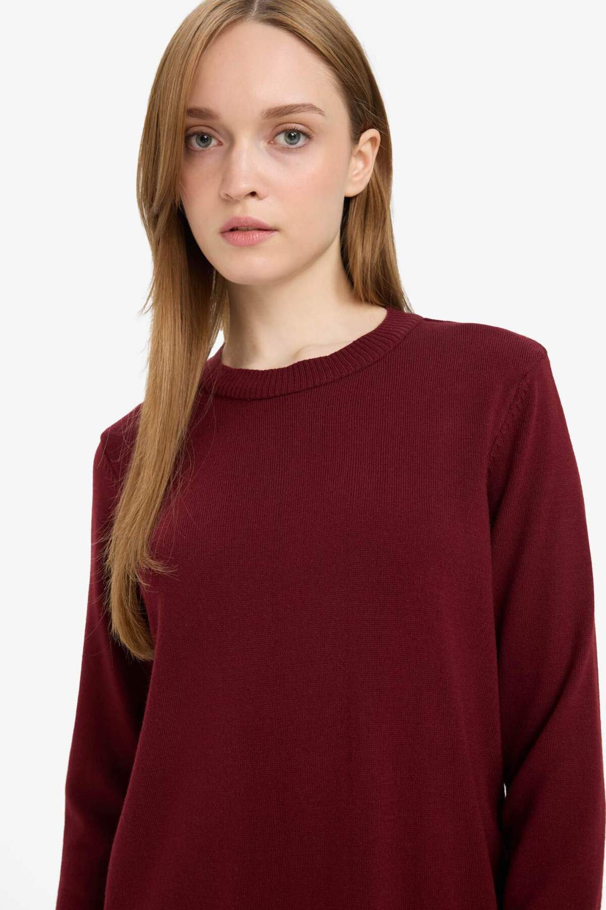 DeFacto-Regular Fit Crew Neck Slit Basic Απλό Μακρυμάνικο Μπλουζάκι H3431az25wn 4