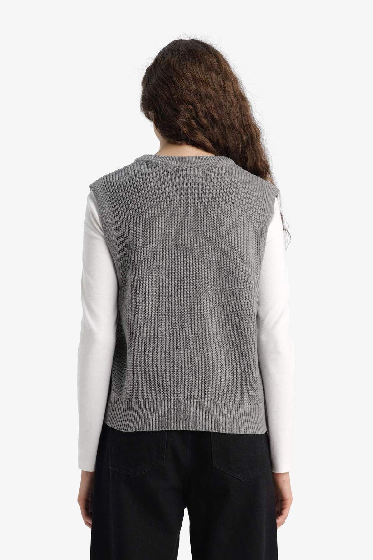DeFacto-Pulover tricotat oversize cu decolteu lățit S0375AZ25WN 6