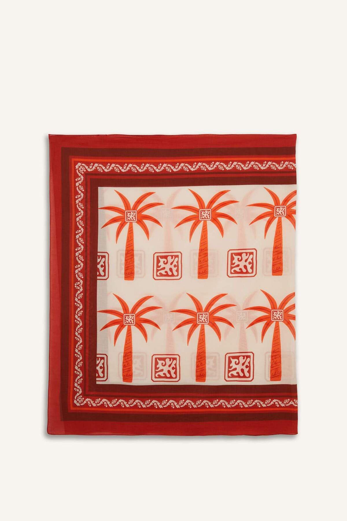 DeFacto-Regular Fit Palm Pattern Cotton Pareo-Fall in Love E8220Ax25Hs 2