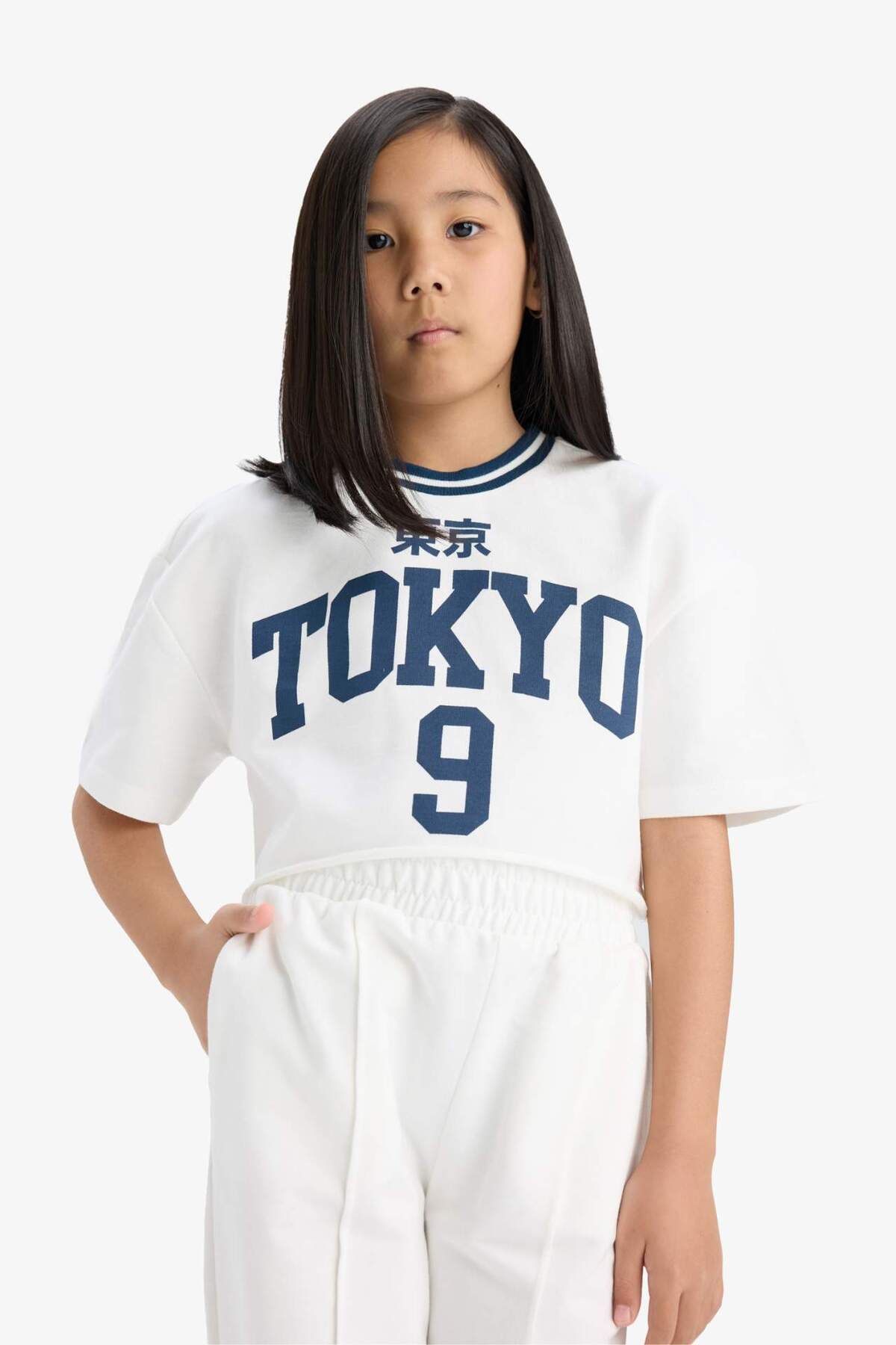 DeFacto-Girls' 2-Piece Set Printed Short-Sleeved T-Shirt with Elastic Waist Sweatpants E6413A825Au 3
