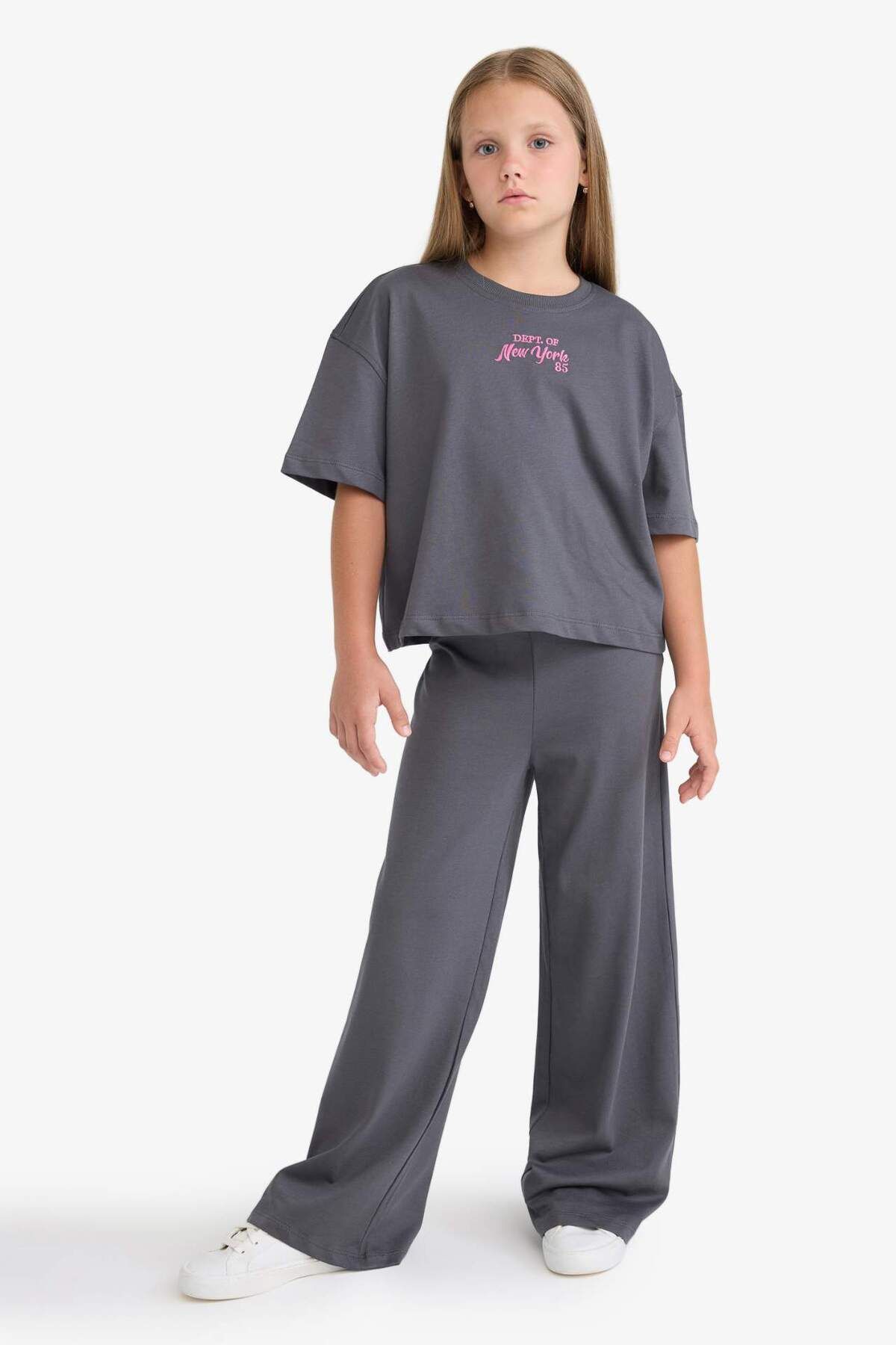 DeFacto-Set de 2 bucăți pentru fete, tricou imprimat cu mânecă scurtă, talie elastică, fund lung F5035A825AU 3