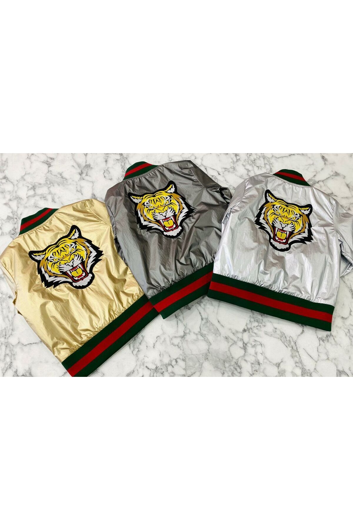 STYLENEST-Unisex Gold Yellow Bomber Jacket with Lion Figure 7