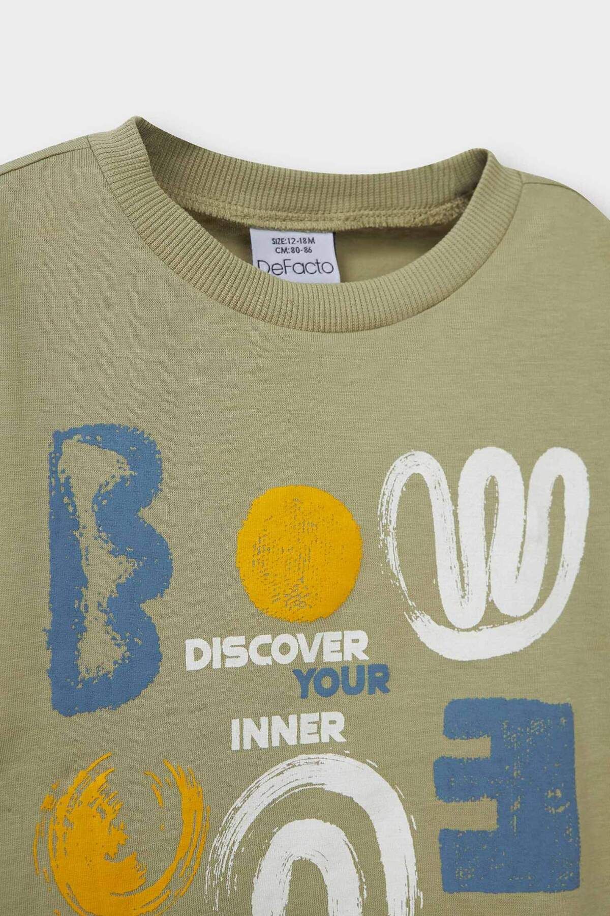 DeFacto-Baby Boy Crew Neck Printed Short Sleeve T-Shirt D7928A525Sm 2