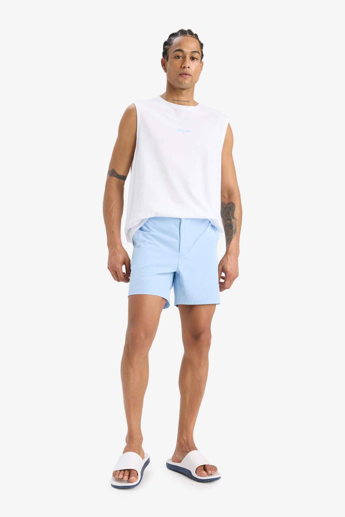 DeFacto-Defactofit Flexible Textured Short Length Sea Shorts E4057Ax25Hs 4