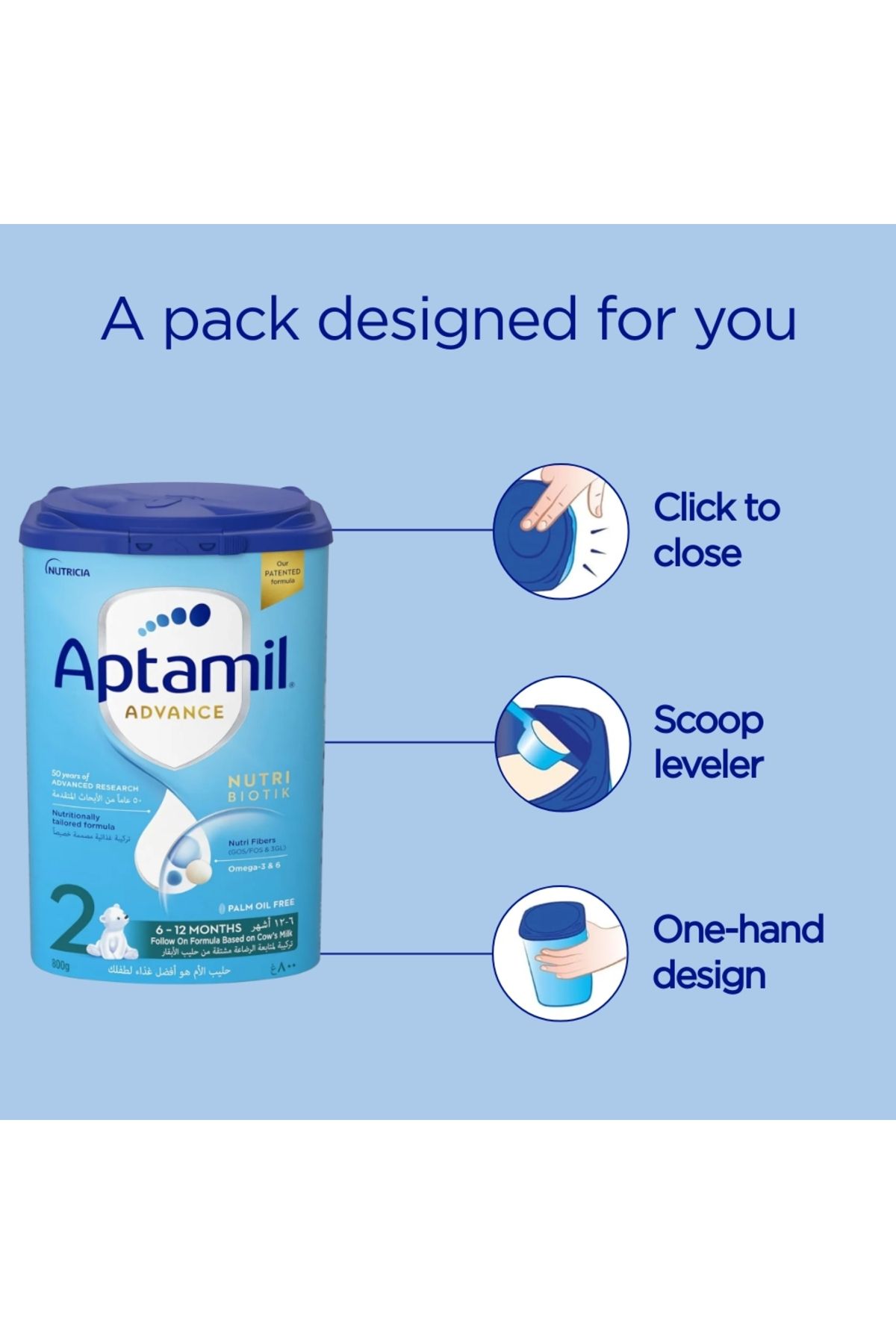 Aptamil-تركيبة حليب المتابعة أدفانس 2 من 6 إلى 12 شهرًا، عبوة سهلة الاستخدام، 800 غرام 3