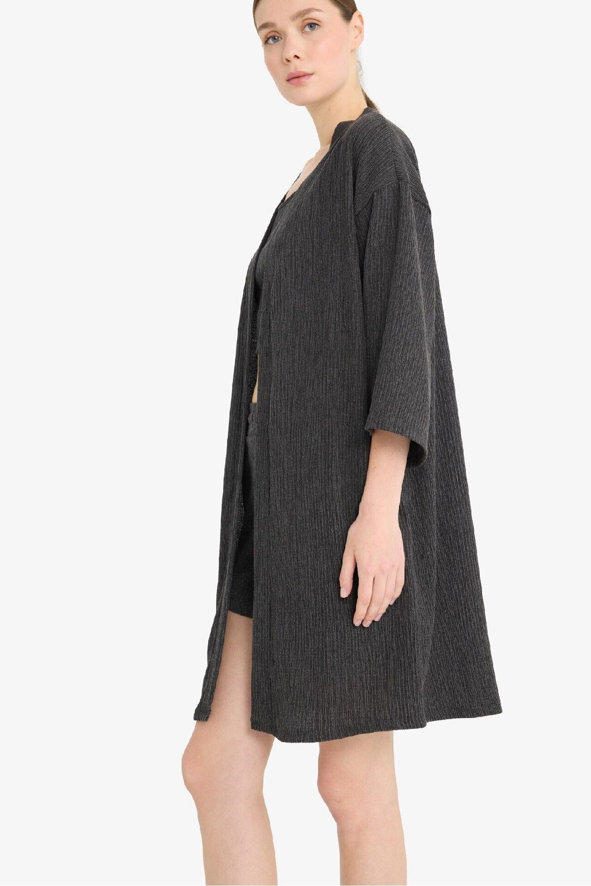 DeFacto-Cardigan Midi Wrap Relax Fit F6252AX25SM 3