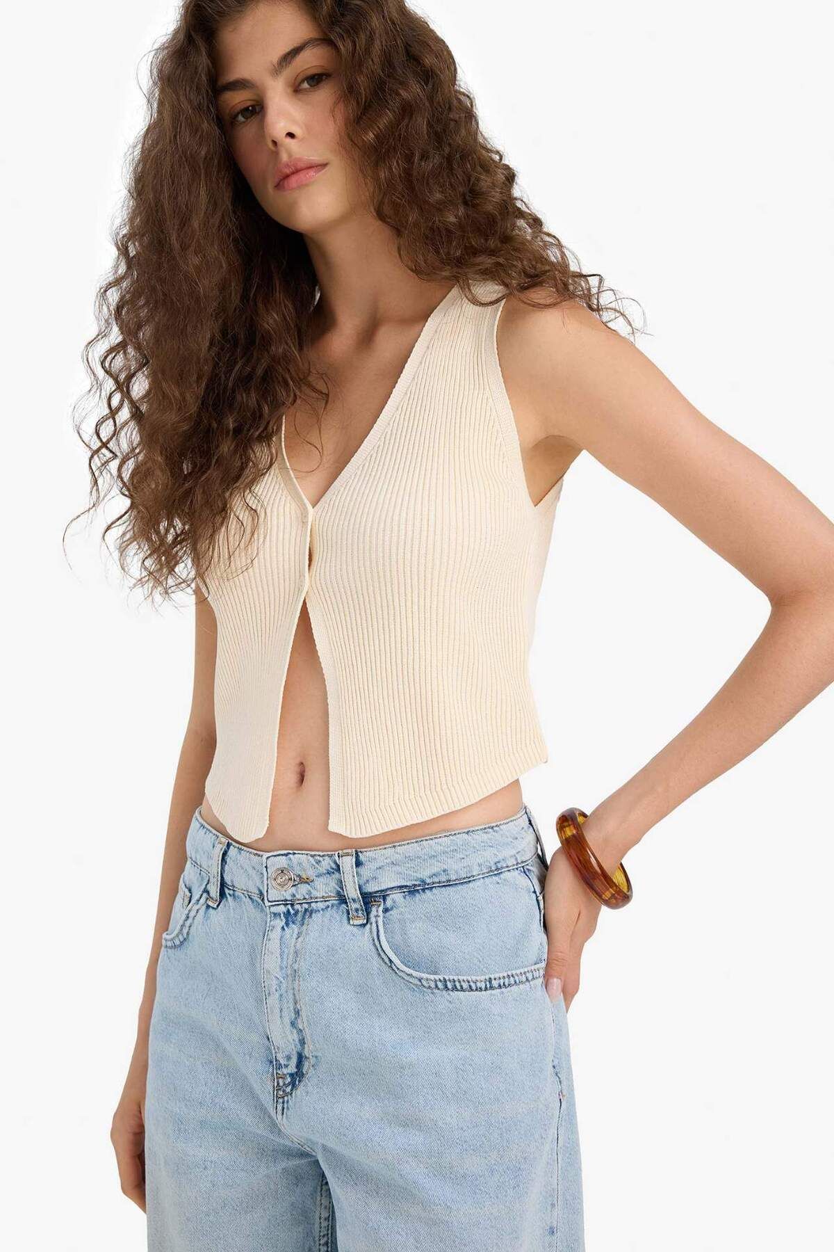 DeFacto-Γιλέκο Coool Slim Fit με λεπτή εφαρμογή V λαιμόκοψη E4738AX25SP 3