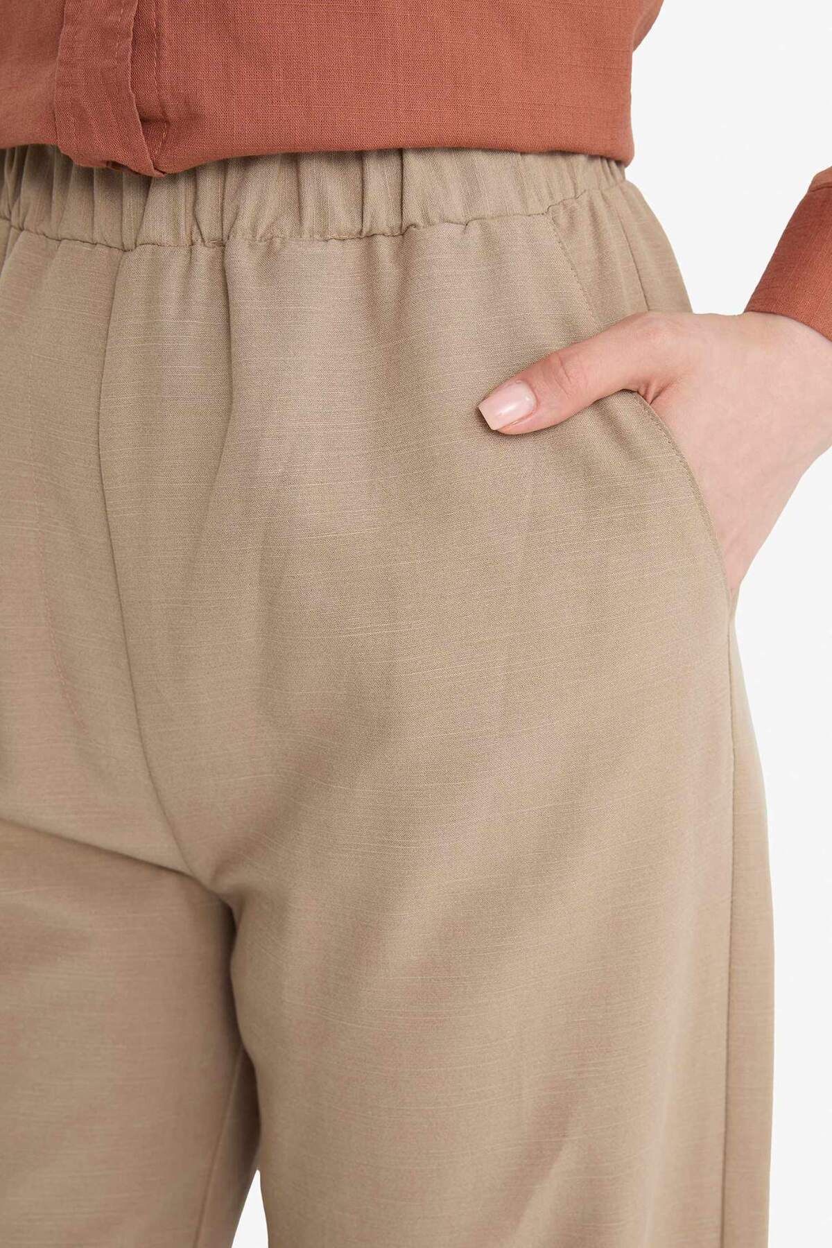 DeFacto-Leinenmischung mit weitem Bein und weitem Bein Flared Hose E7480AX25SM 6
