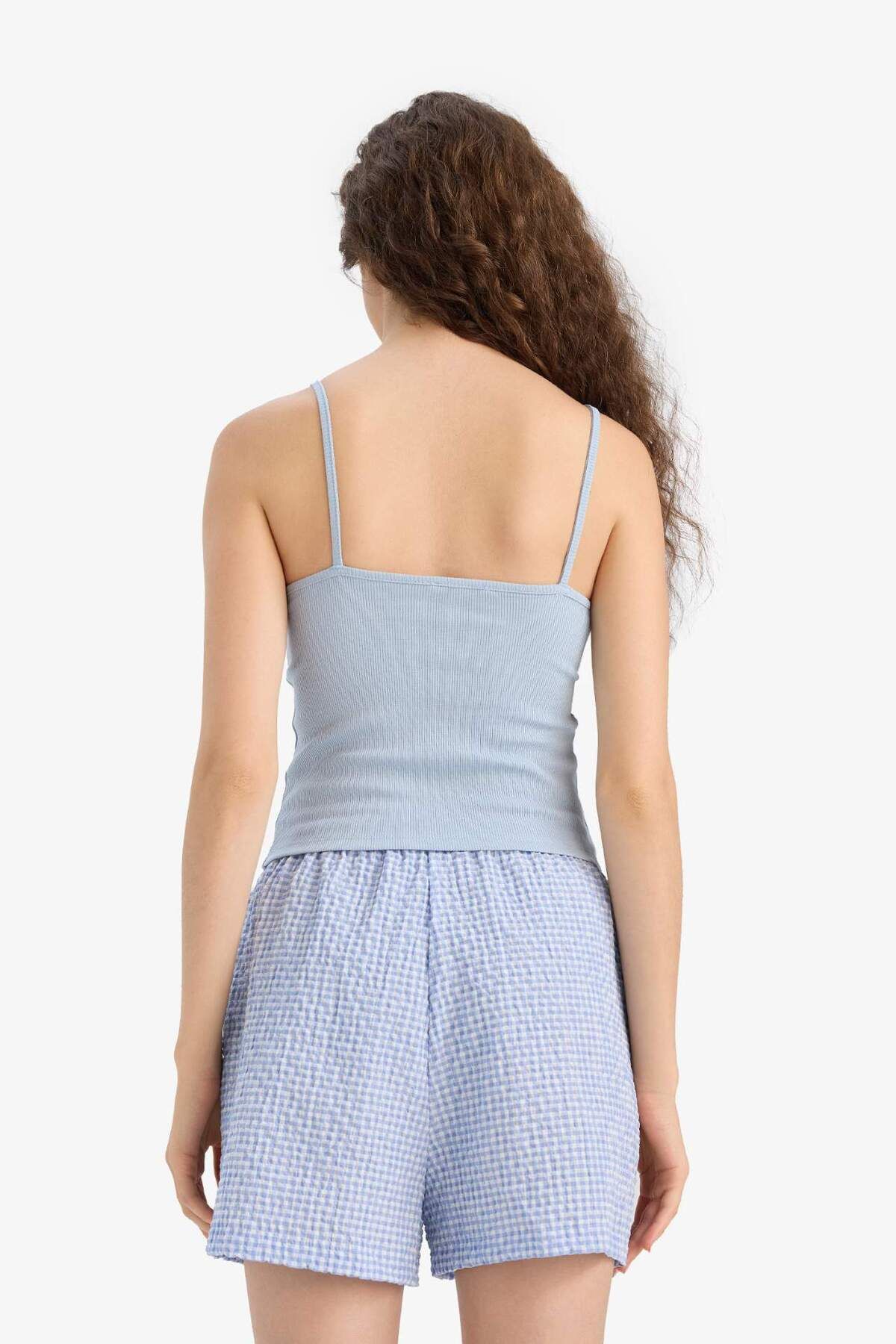 DeFacto-Tailliertes, mit Spitze verziertes, geripptes Camisole-Unterhemd D1240ax25sm 5