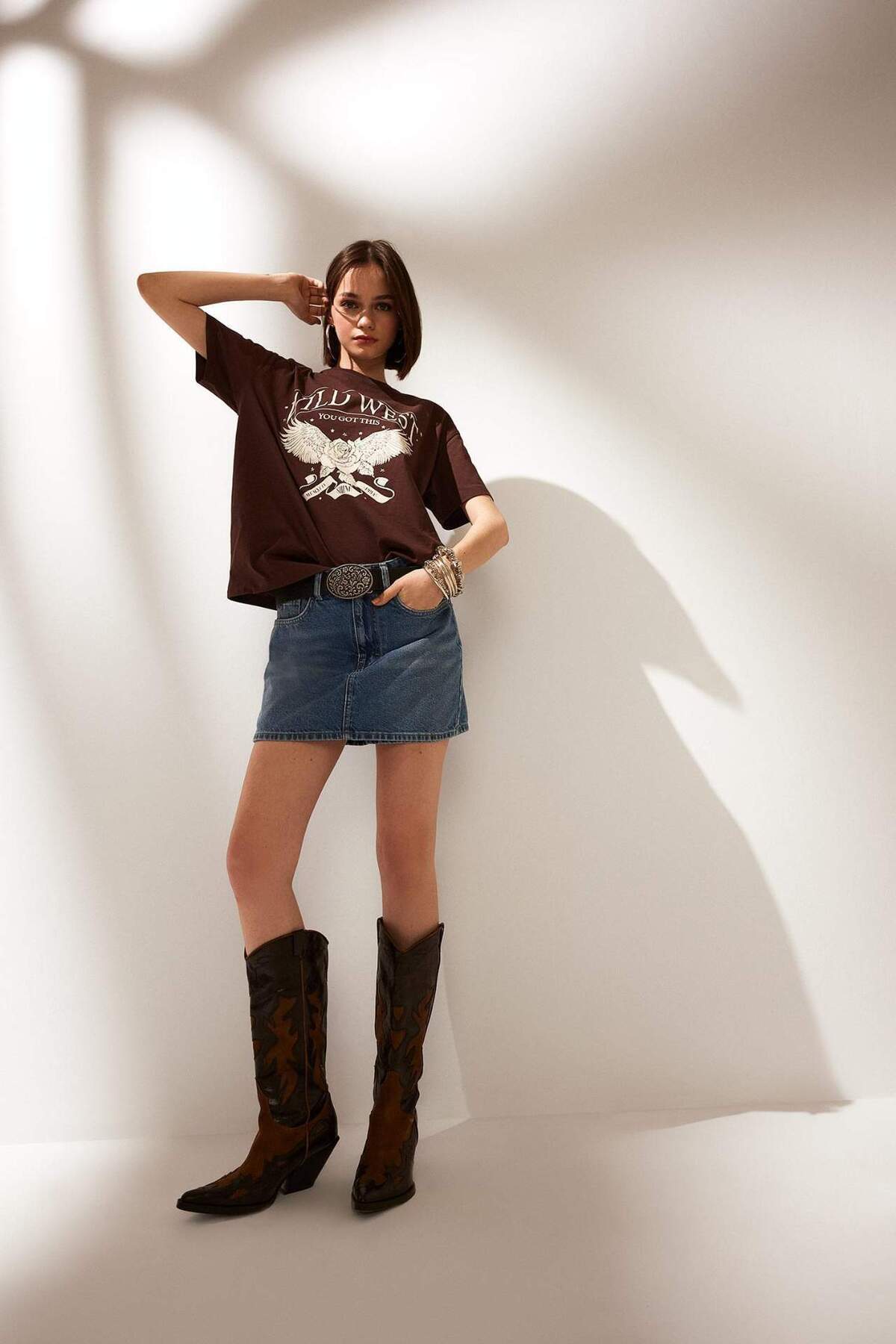 DeFacto-High Waist Jean Shorts Skirt E0567Ax25Sm 1