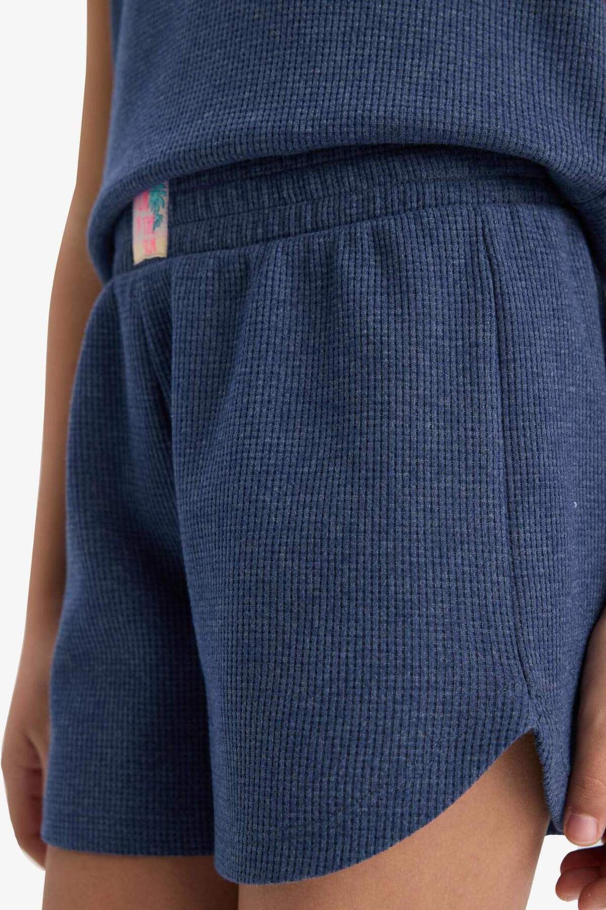 DeFacto-Set de 2 bucăți pentru fete, top fără mâneci, pantaloni scurți cu talie elastică, partea de jos F5184A825SM 7