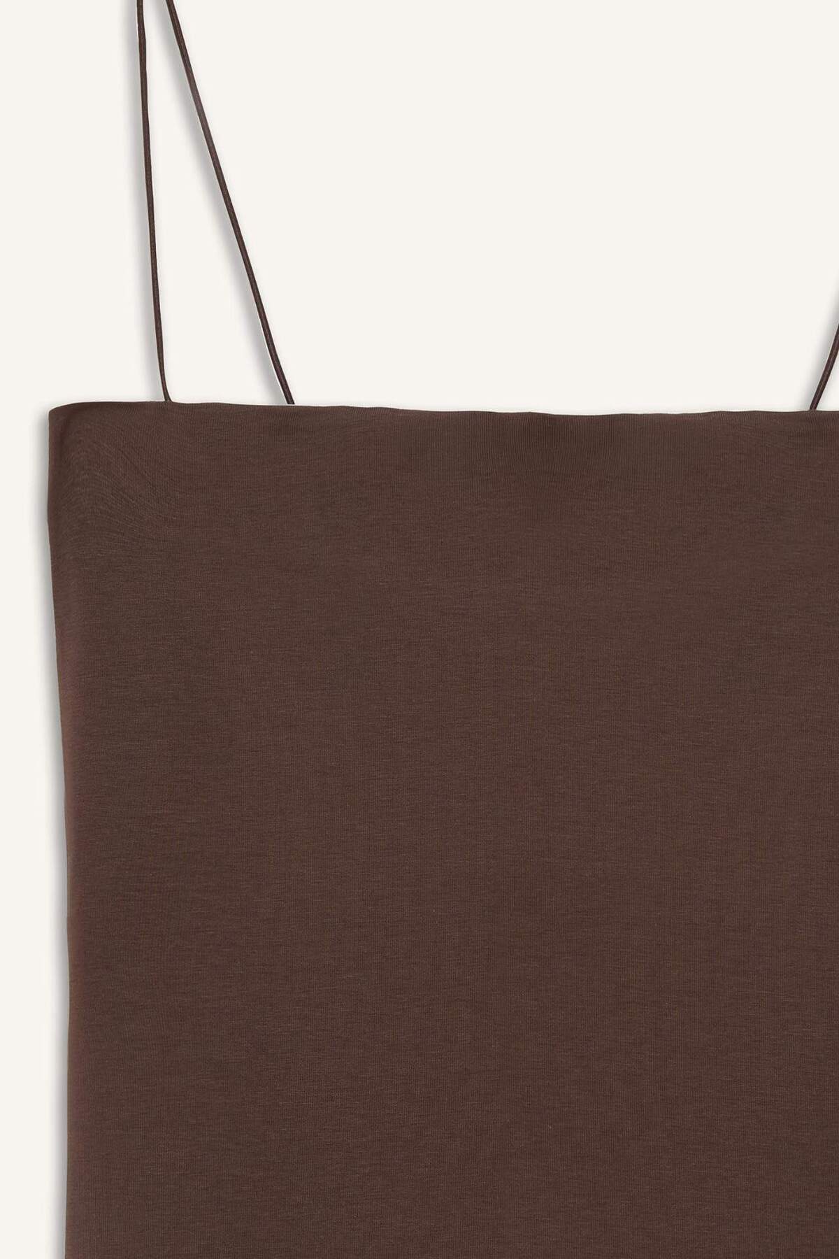 DeFacto-Fitted Square Neck Basic Plain Strap Undershirt F5196Ax25Sm 7