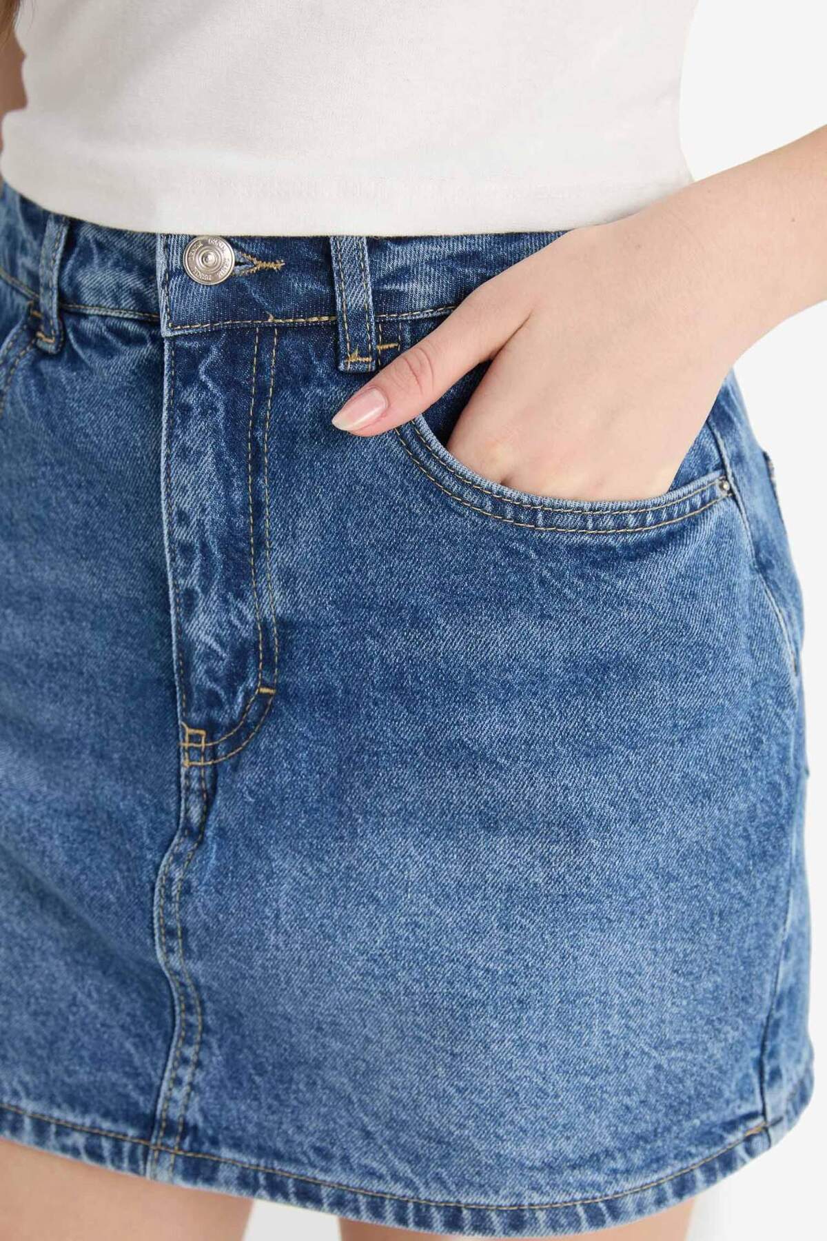 DeFacto-High Waist Jean Shorts Skirt E0567Ax25Sm 7