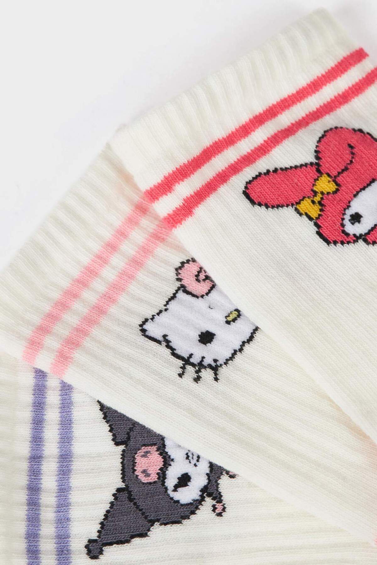 DeFacto-Комплект от 3 памучни дълги чорапи за момичета Hello Kitty F6704A8NS 5