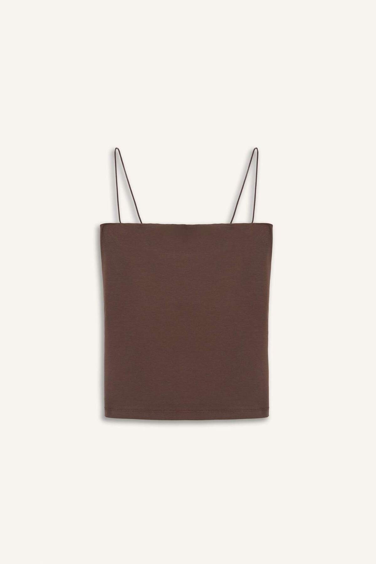 DeFacto-Fitted Square Neck Basic Plain Strap Undershirt F5196Ax25Sm 6