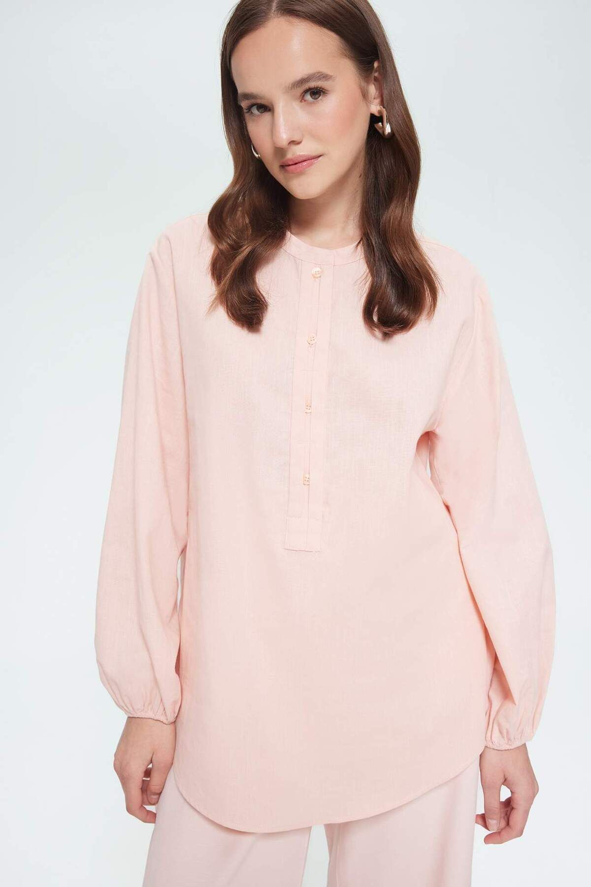 DeFacto-Regular Fit Flared Cotton Long Sleeve Shirt Tunic E1759Ax25Sm 3