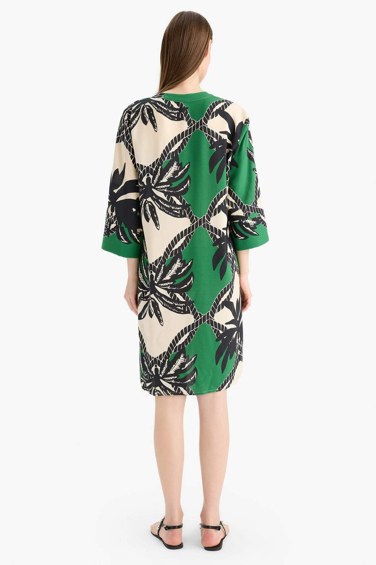 DeFacto-Gemustertes Strandkleid mit normaler Passform – Fall in Love D0452AX25SM 6