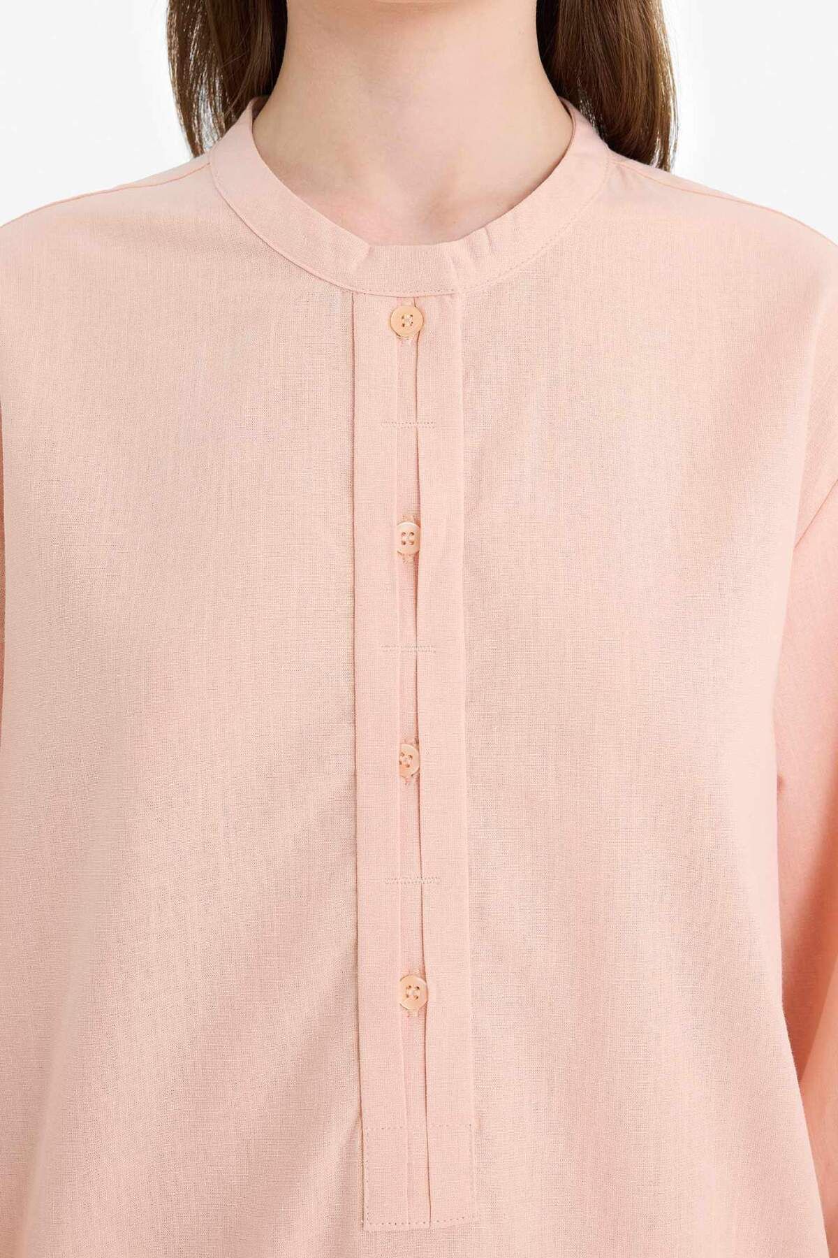 DeFacto-Regular Fit Flared Cotton Long Sleeve Shirt Tunic E1759Ax25Sm 8