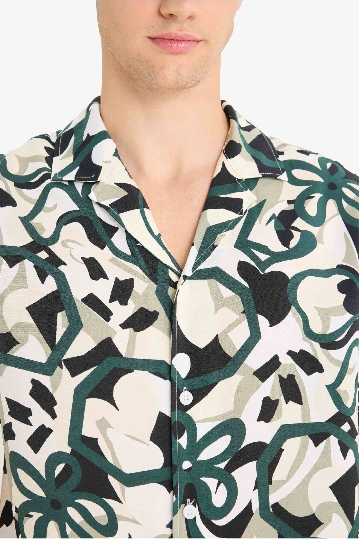 DeFacto-Regular Fit Apache Collar Patterned Short Sleeve Shirt E1271Ax25Sm 5