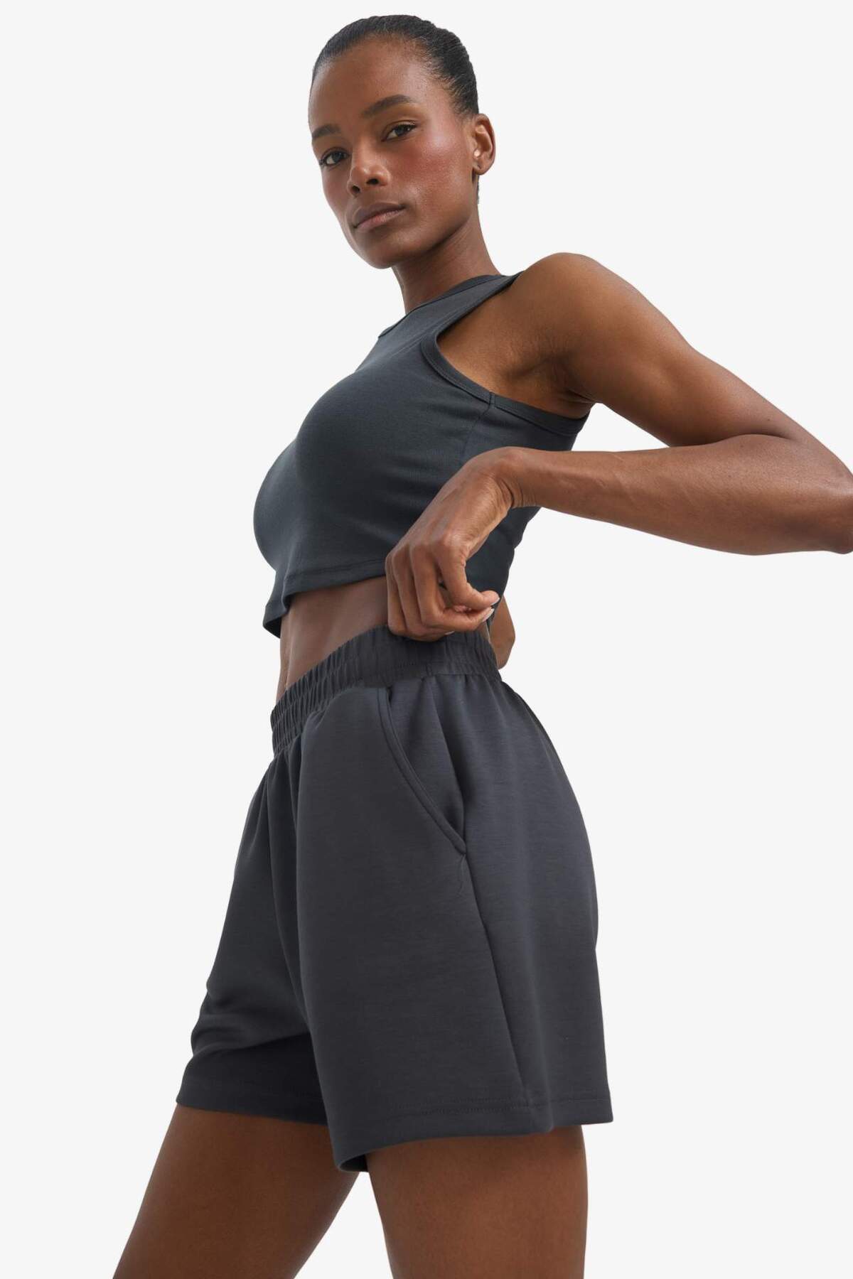 DeFacto-Defactofit Crop Top Crew Neck Modal Athlete Undershirt E2939Ax25Sm 3