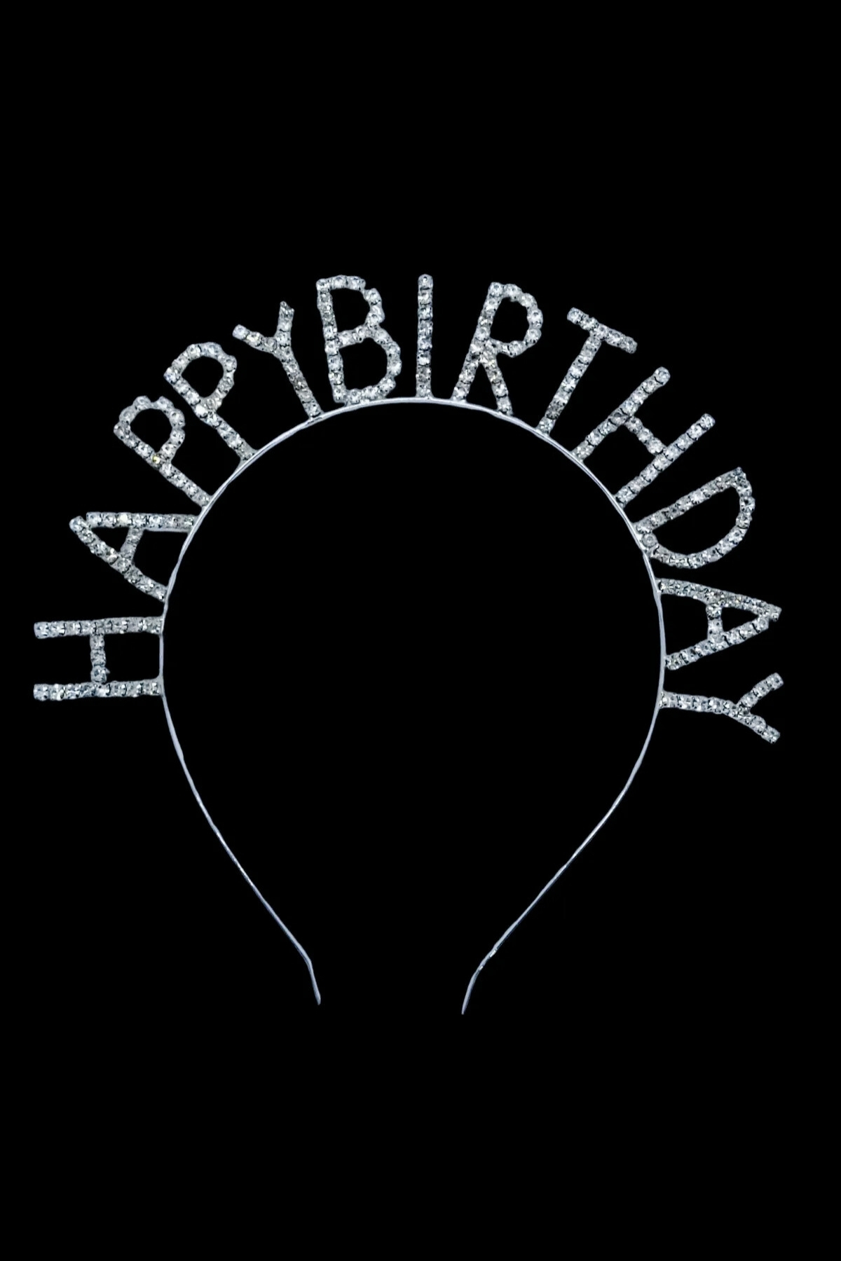 Kristal Gümüş Taşlı Happy Birthday Doğum Günü Tacı