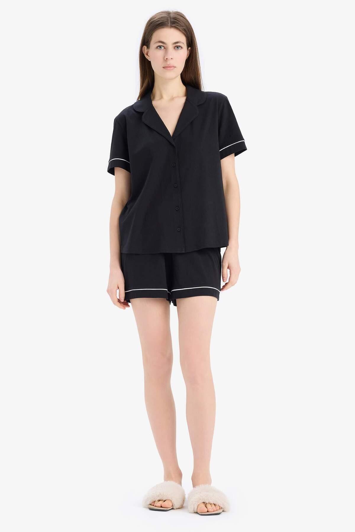 DeFacto-Pajama Sets Short Sleeve Top Shorts Bottom-Fall in Love B8679Ax25Sp 1