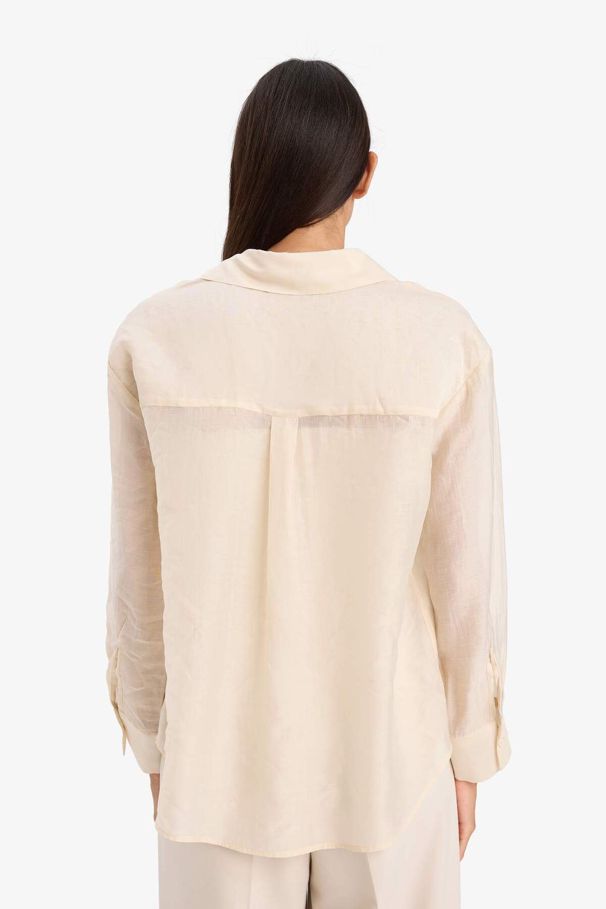 DeFacto-Oversize Wide Fit Basic Απλό Modal Μακρυμάνικο Πουκάμισο E3866ax25sp 5