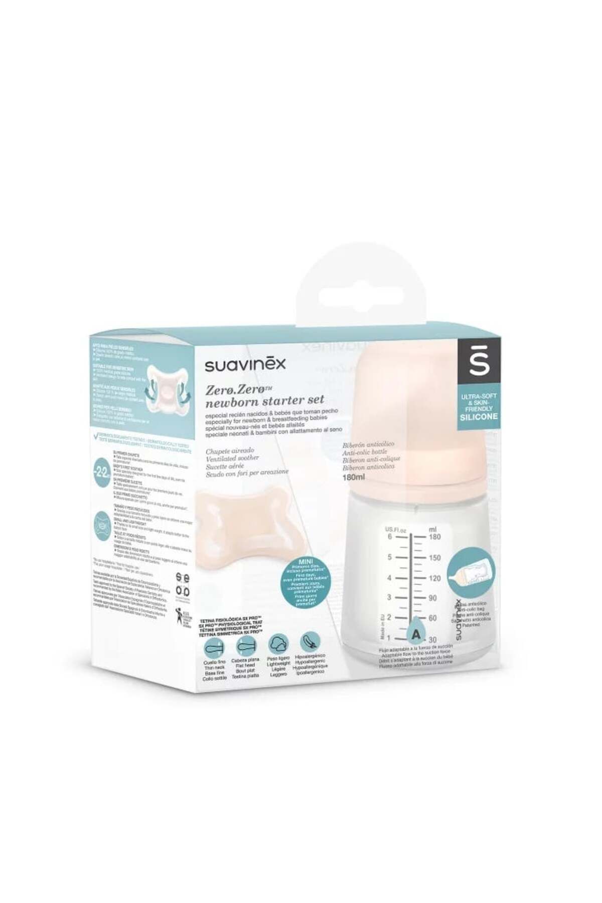 Suavinex-Starter set anti-colic bottle 180 ml variable + Pacifier -2-2 months Zero Zero Suavinex 1