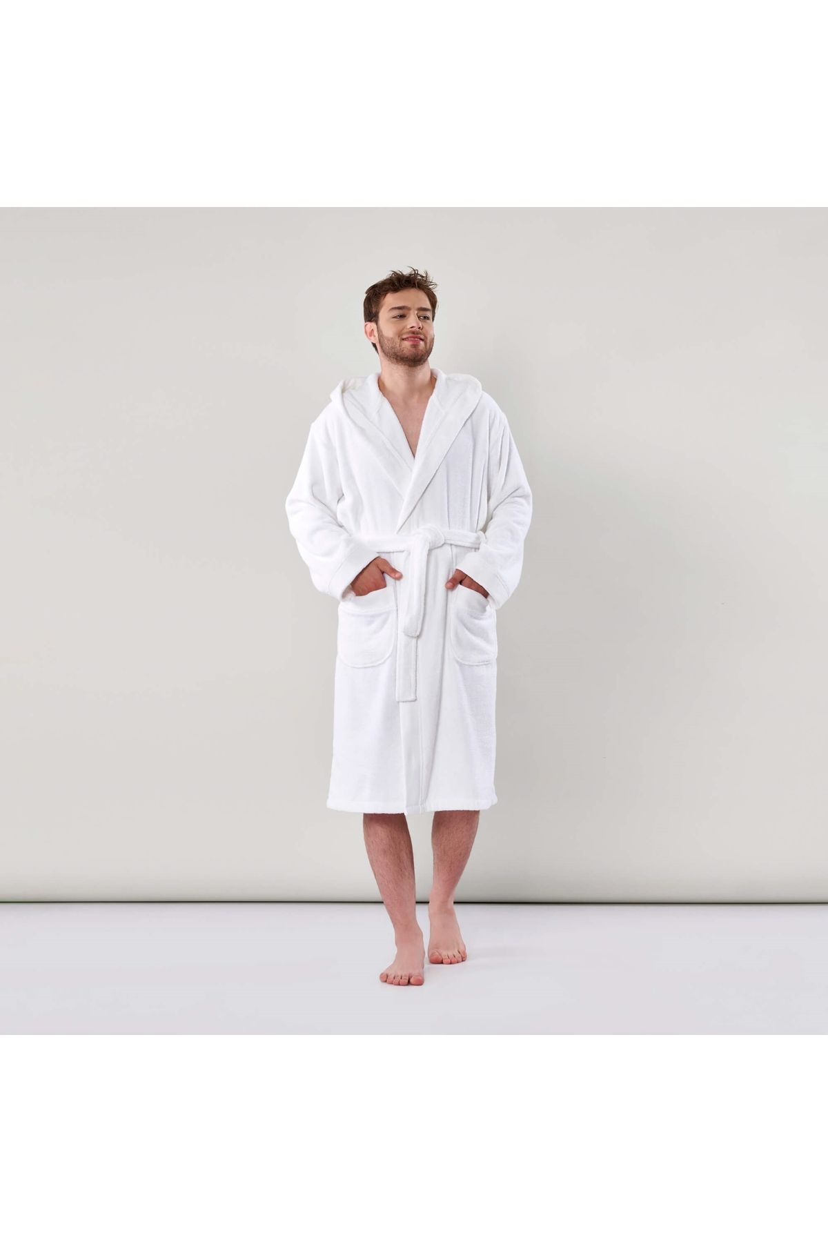 Linens-White Premium Cotton Bathrobe 2