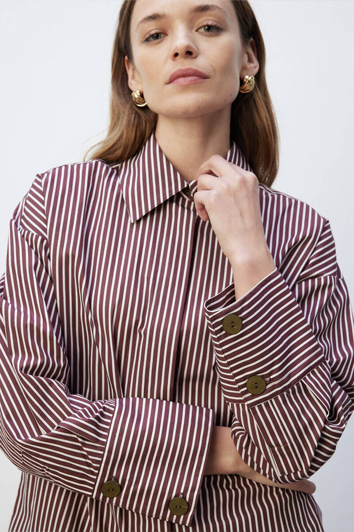 BE BLUE BORDO ÇİZGİLİ GÖMLEK