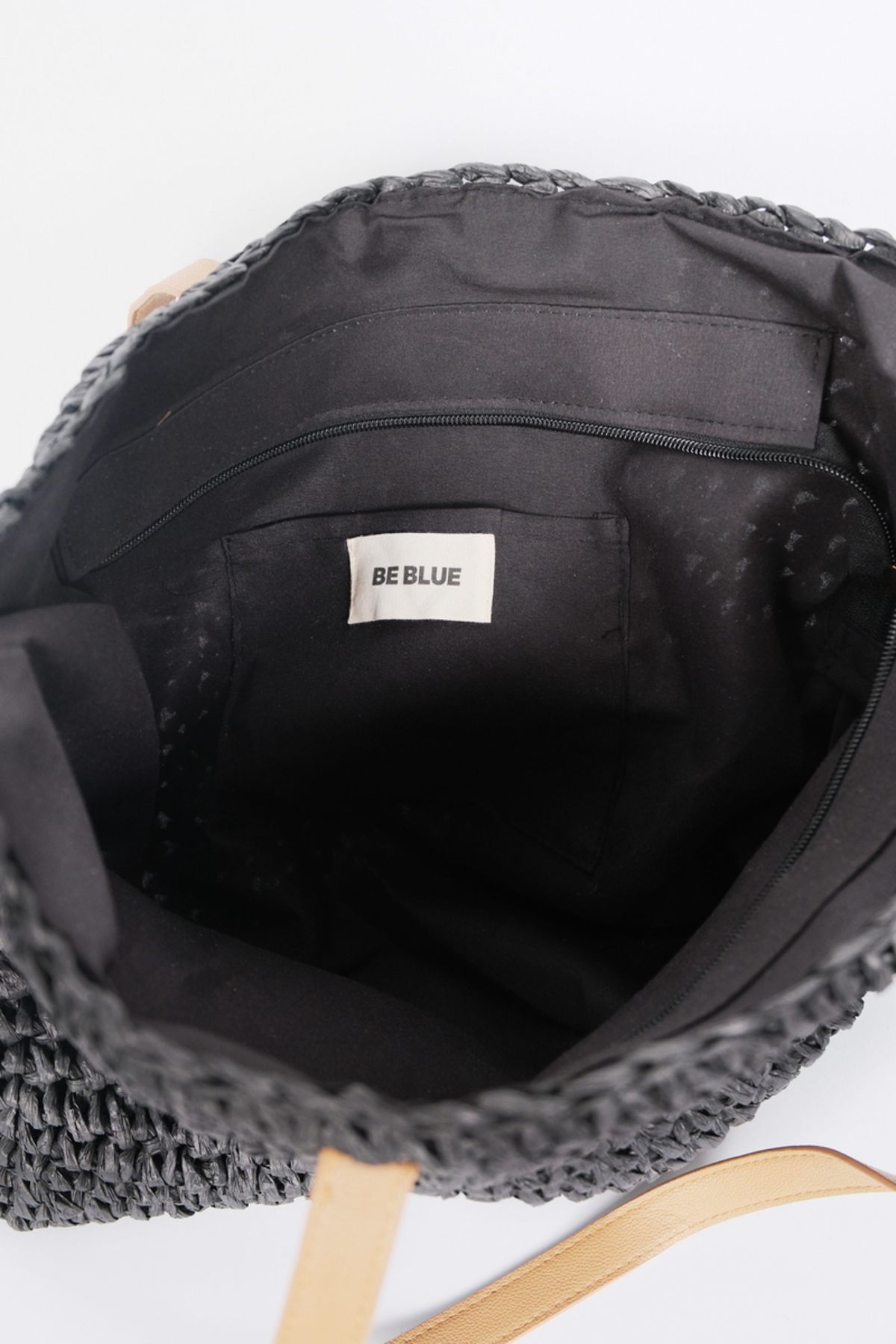 BE BLUE-Black Leather Handle Wicked Bag 6
