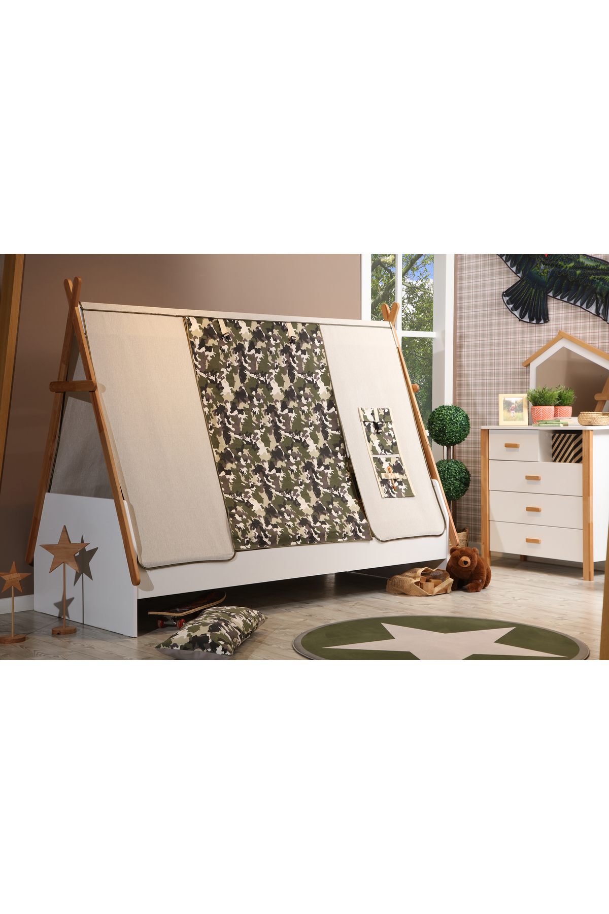 benim odam My House Montessori Kamp Karyola Ve Kamuflaj Çadırı 90 X 200 fotoğrafı 3 (önizleme)