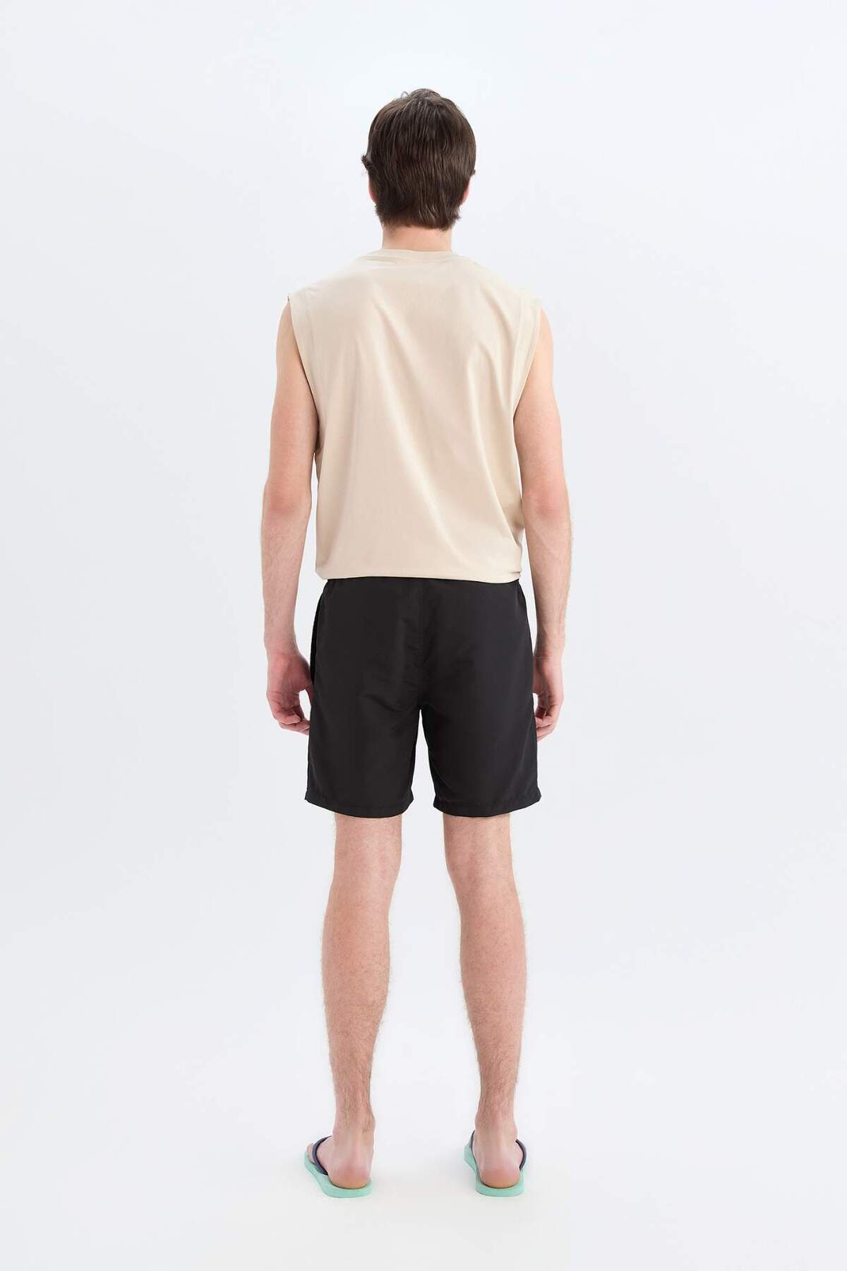 DeFacto-Regular Fit Short Length Pocket Mesh Lined Waist Laced Straight Light Fabric Swim Shorts E5133Axns 5