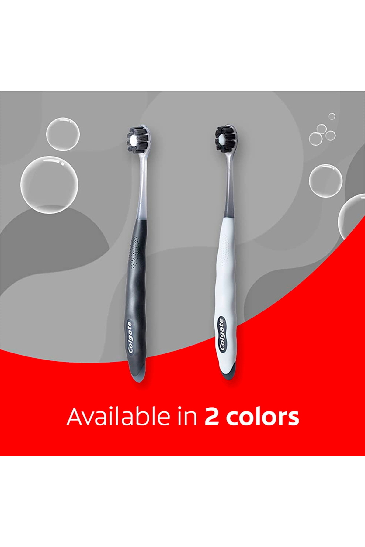 Colgate-Foam Soft Charcoal Bristles Toothbrush Assorted Colour 2 Pcs Gentle Cleaning With Assorted Handles 8