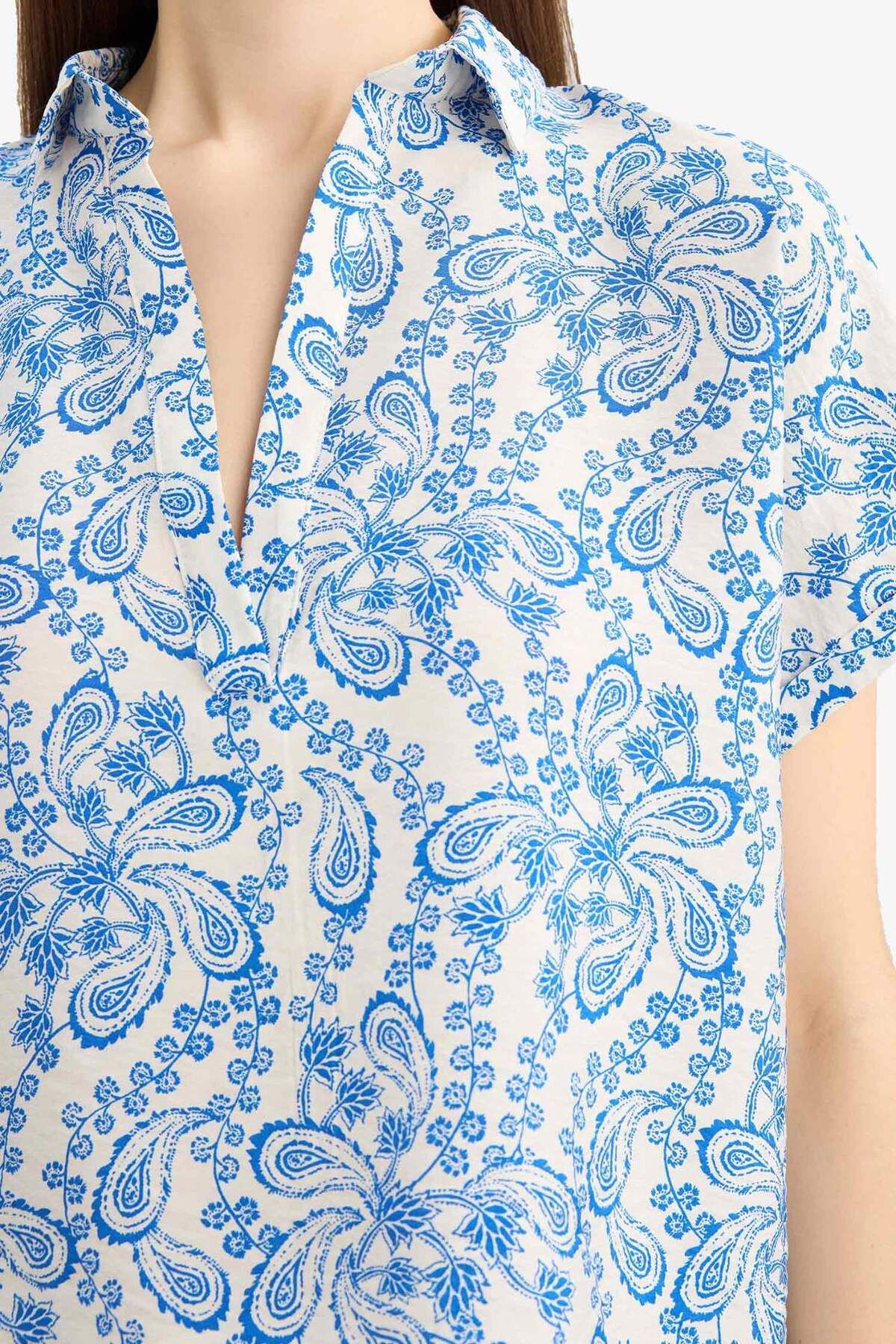 DeFacto-Oversize Loose Fit Floral κοντομάνικη μπλούζα E7595AX25SP 6