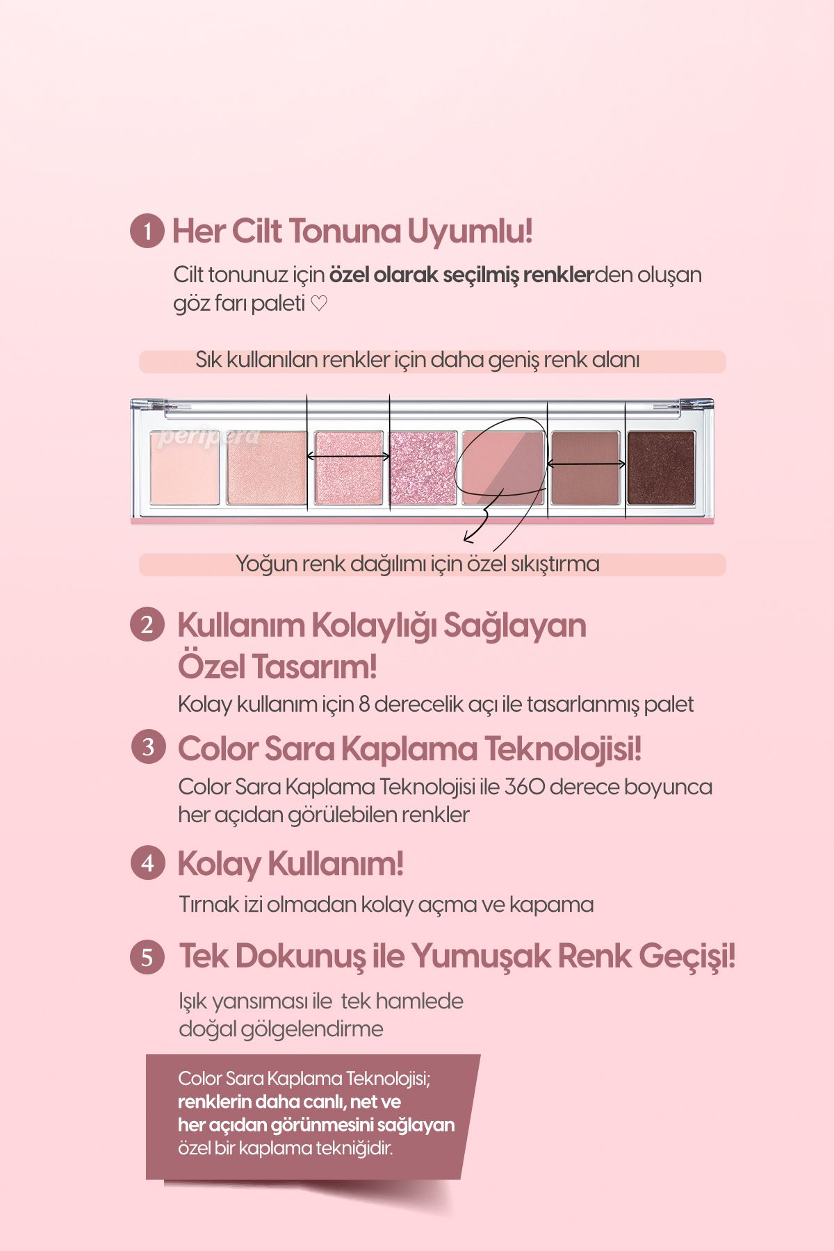 PERIPERA-Peripera All Take Mood Palette 006 - 5 Different Texture Headlight Palette,'I'M the Mauve Queen Around Here' 6