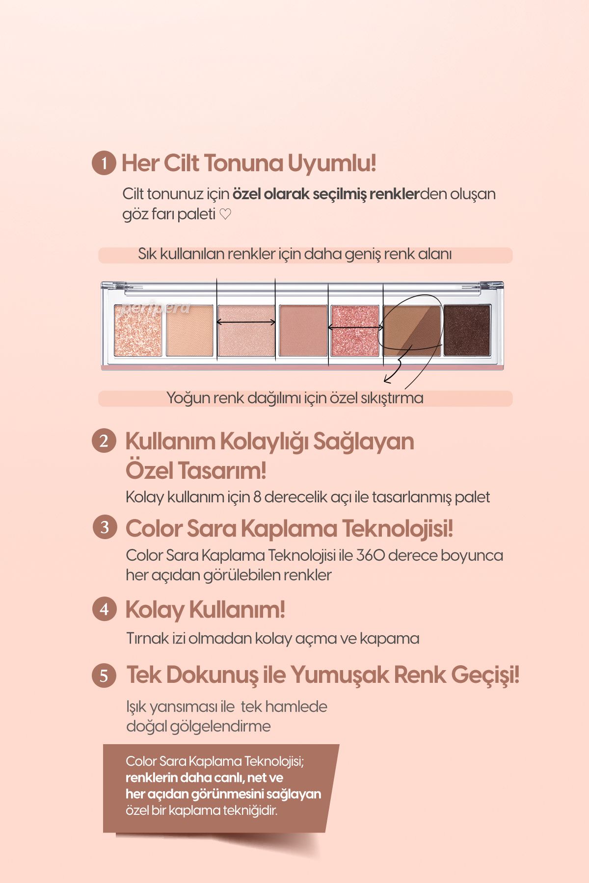 PERIPERA-Peripera All Take Mood Palette 005 - 5 Different Pigmented Textured Headlight Palette,'No Acorn Passes by Autumn' 6