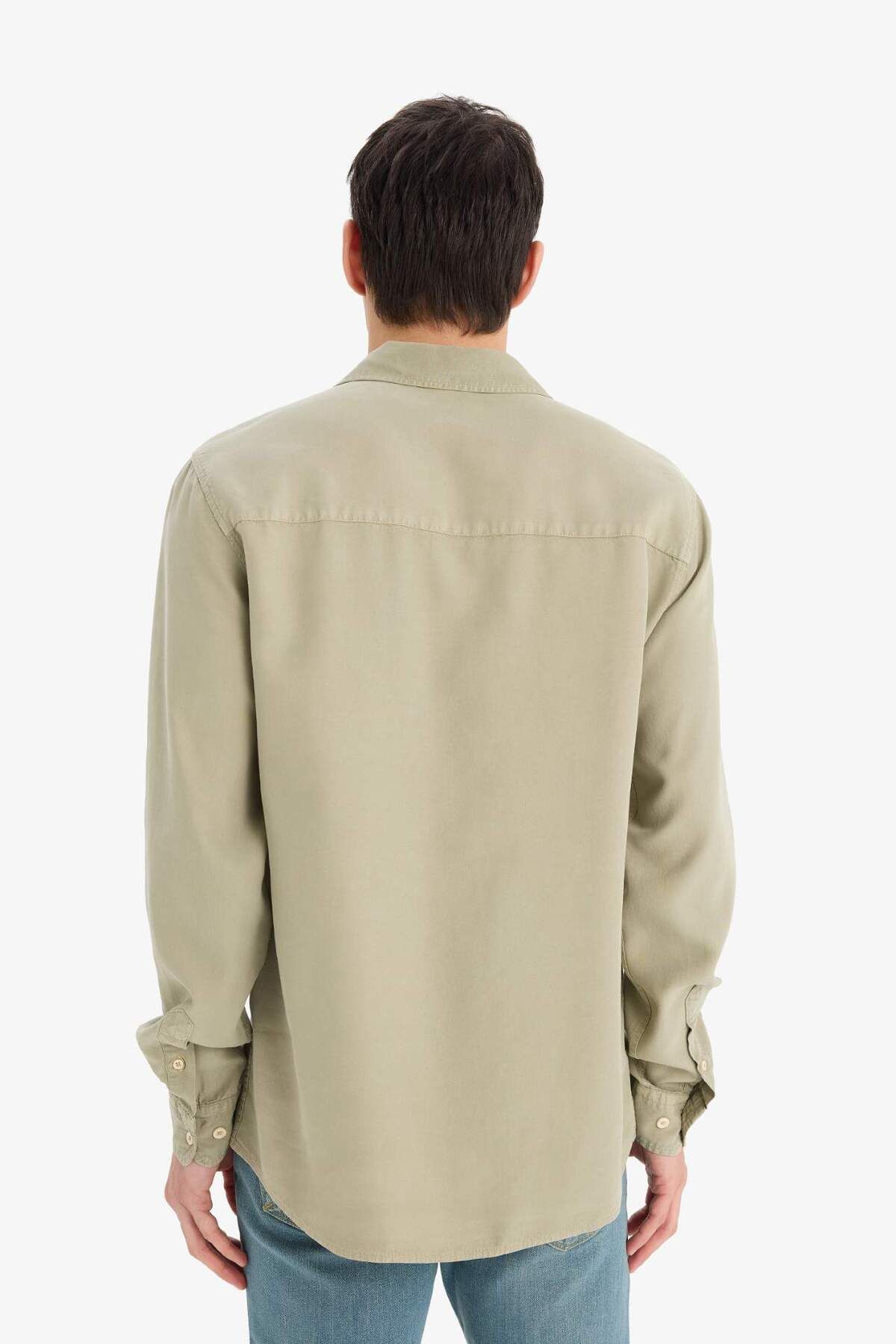 DeFacto-Regular Fit Basic Plain Long Sleeve Shirt B2907Ax25Sp 7