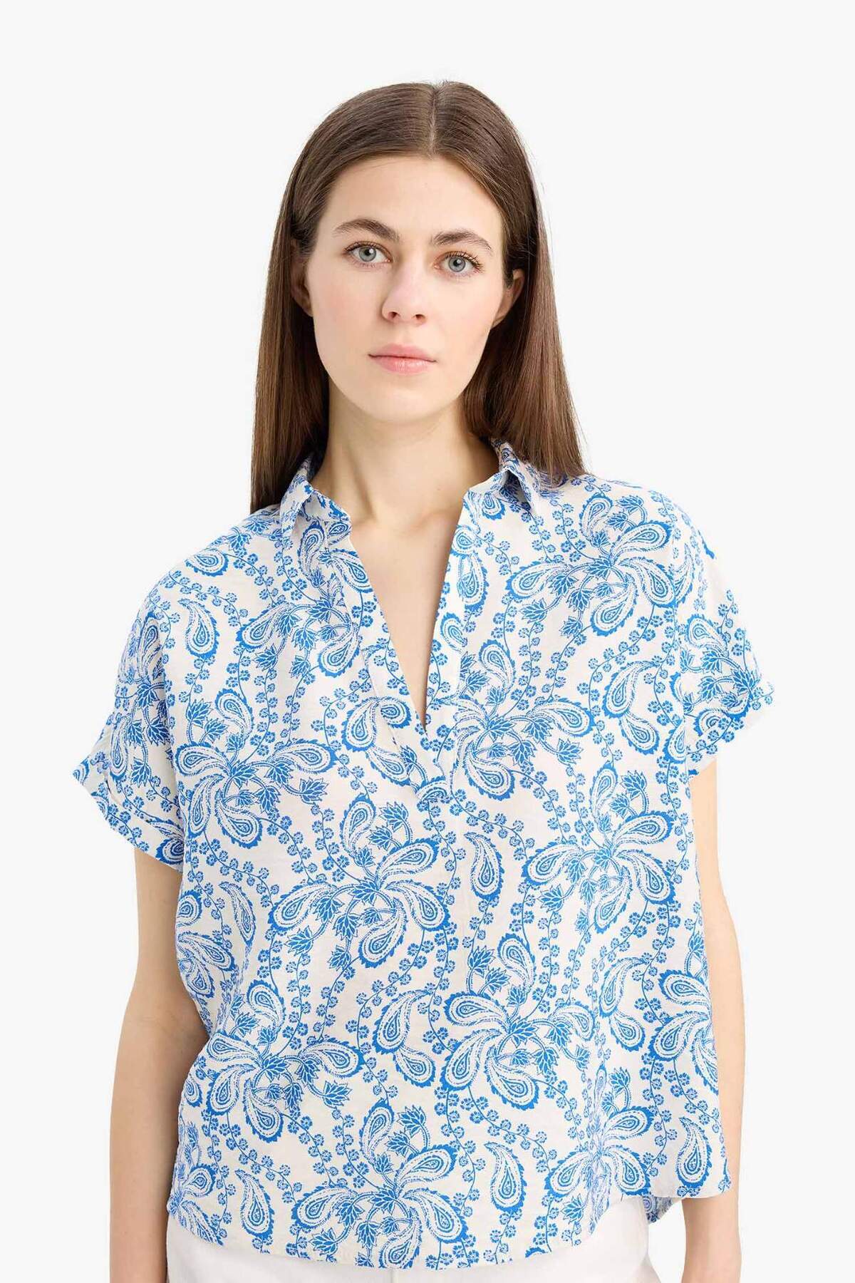 DeFacto-Oversize Loose Fit Floral κοντομάνικη μπλούζα E7595AX25SP 5
