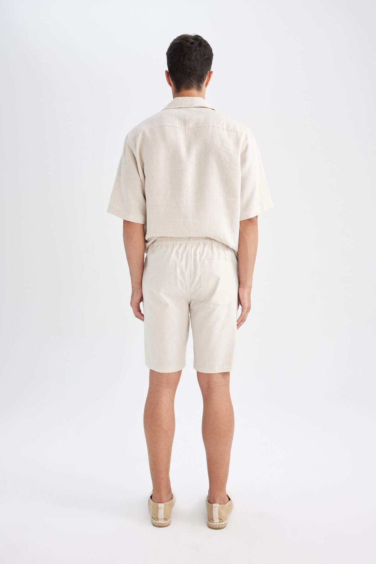 DeFacto-Pantaloni scurți texturați cu șireturi în talie 100% bumbac D9339AX24SM 6