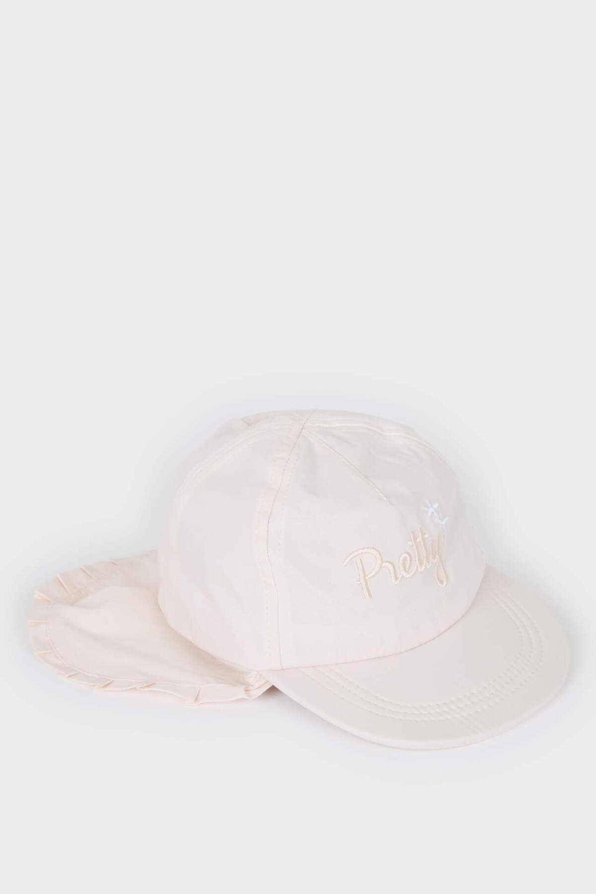 DeFacto-Baby Girl Embroidered Neck Protected Cotton Cap Hat D8385A525Sm 2